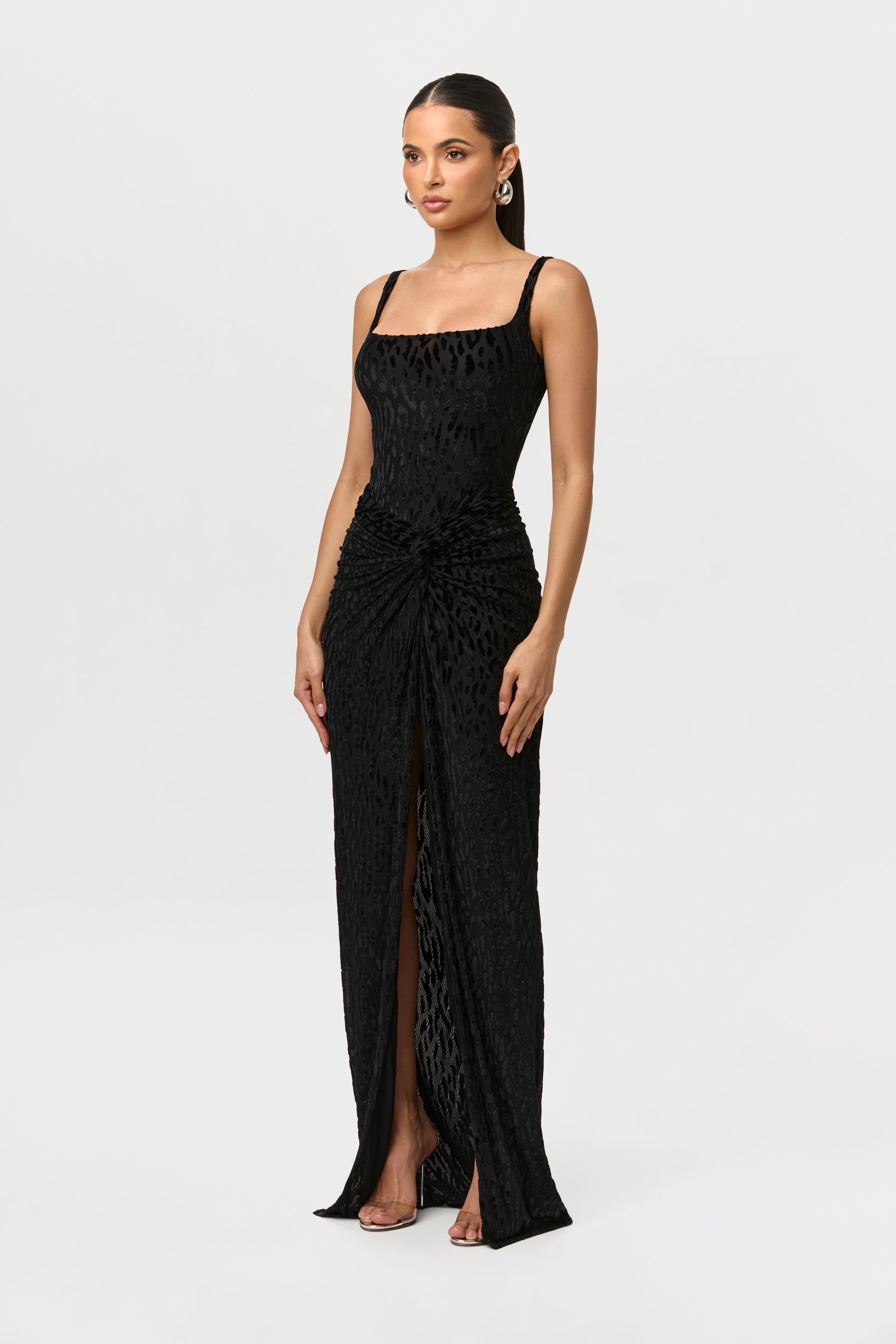 Black Burnout Scoop Tank Bodysuit
