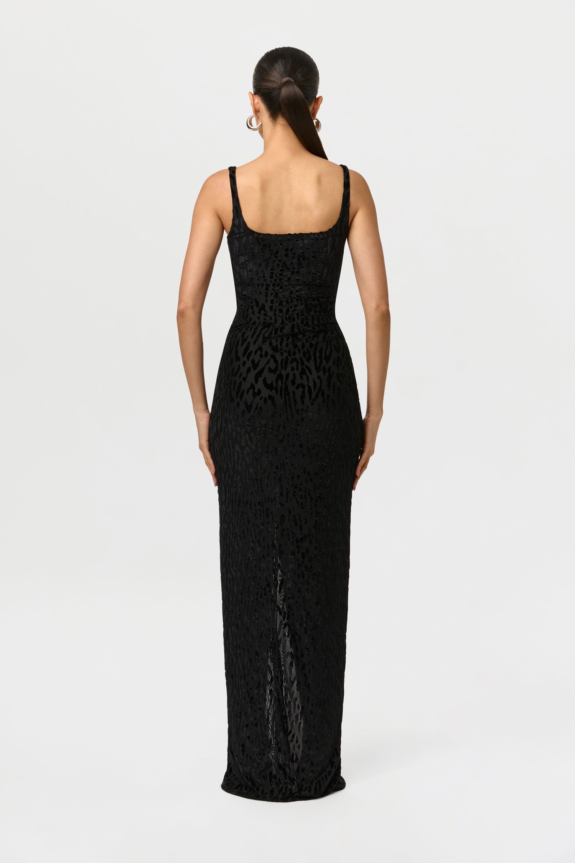 Black Burnout Scoop Tank Bodysuit