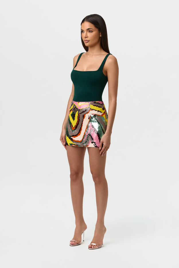 Sequin Abstract Mini Skirt