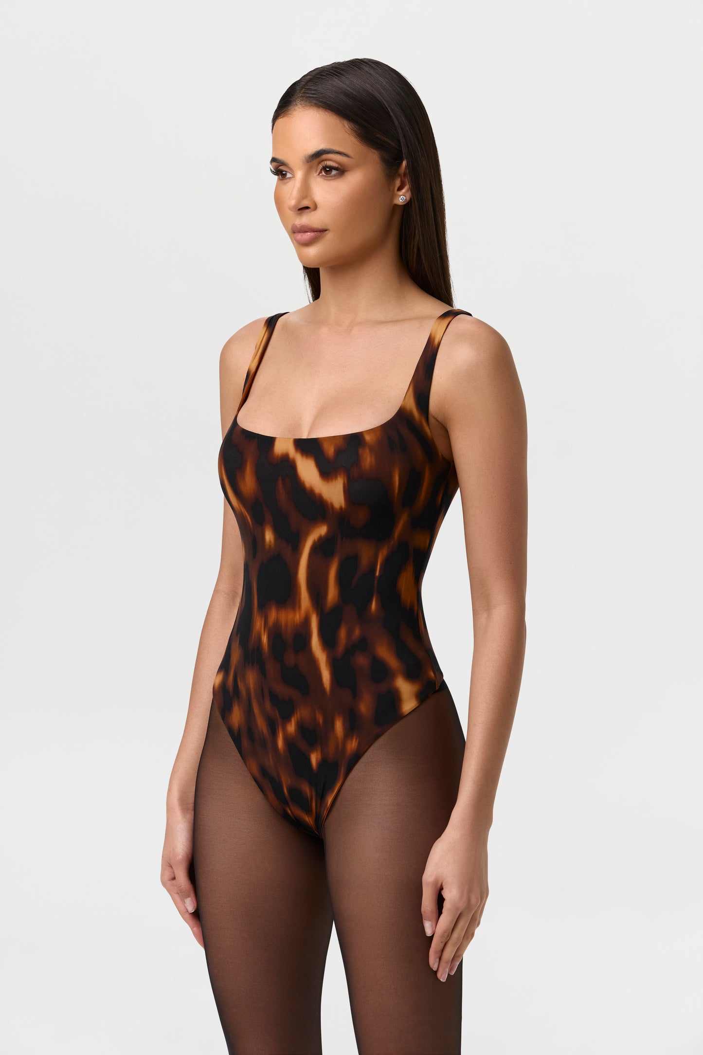 Naked Print Scoop Tank Bodysuit