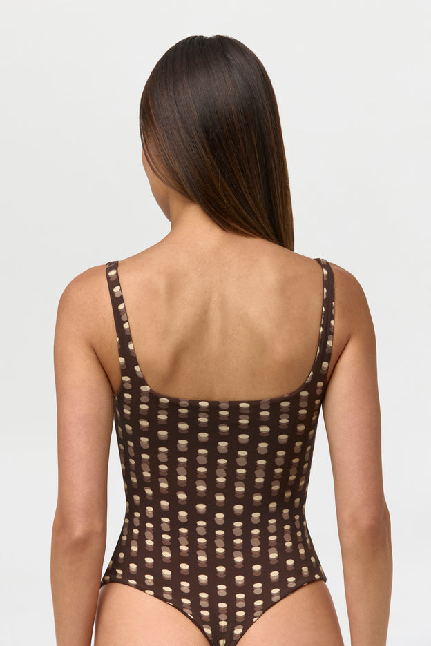 Naked Print Scoop Tank Bodysuit