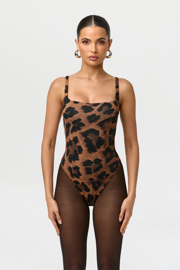 Naked Print Scoop Tank Bodysuit