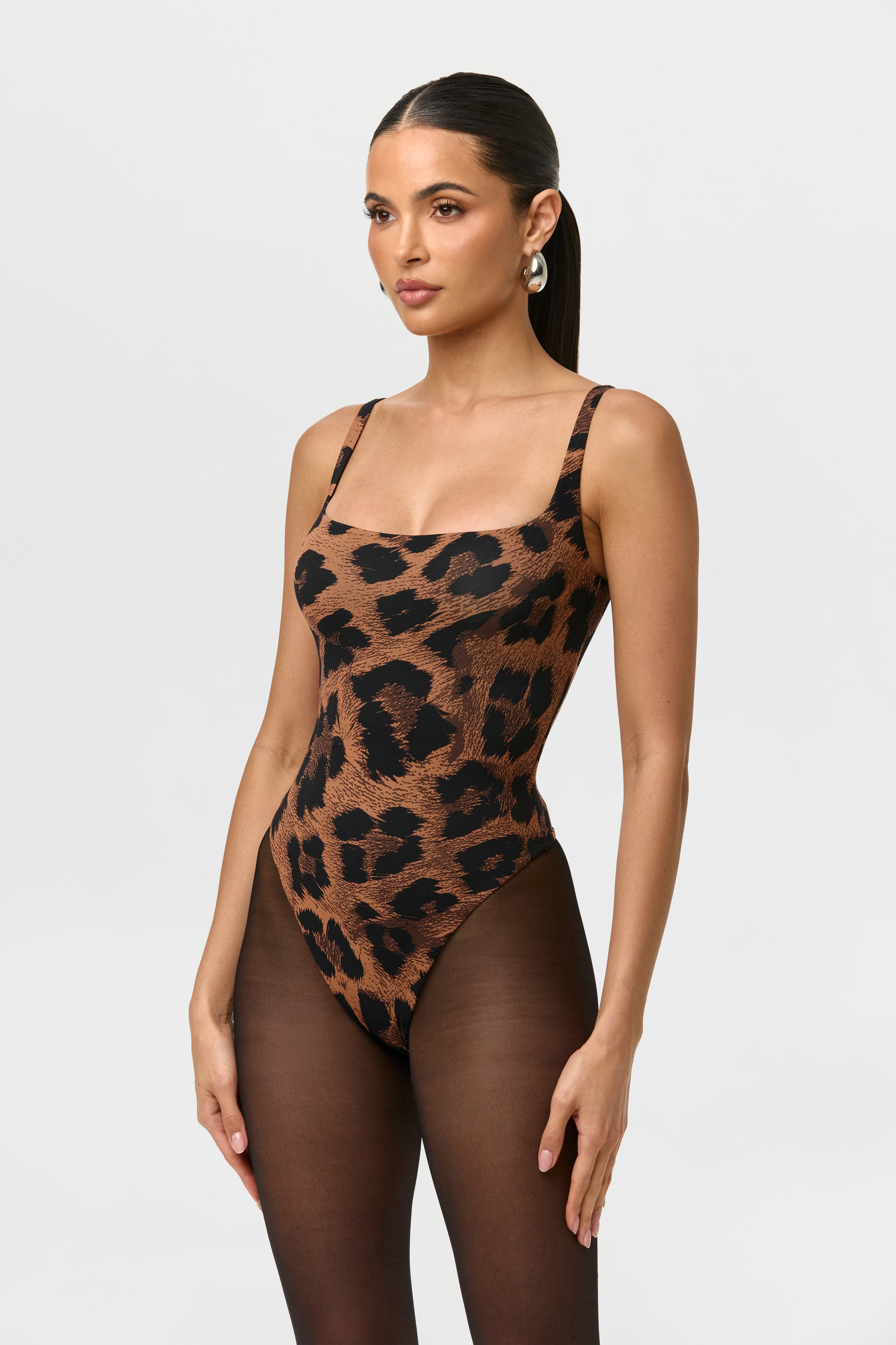 Naked Print Scoop Tank Bodysuit