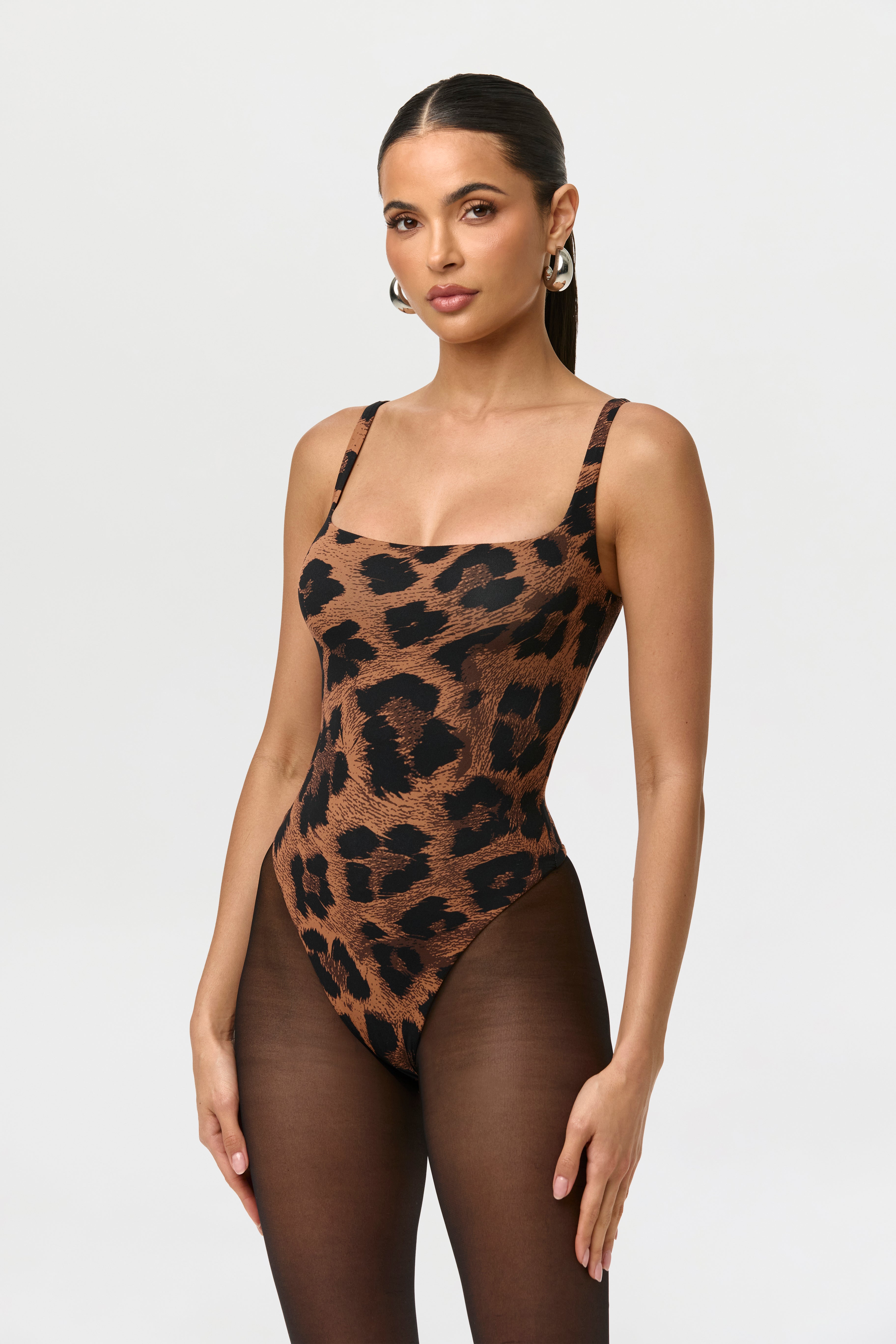 Naked Print Scoop Tank Bodysuit