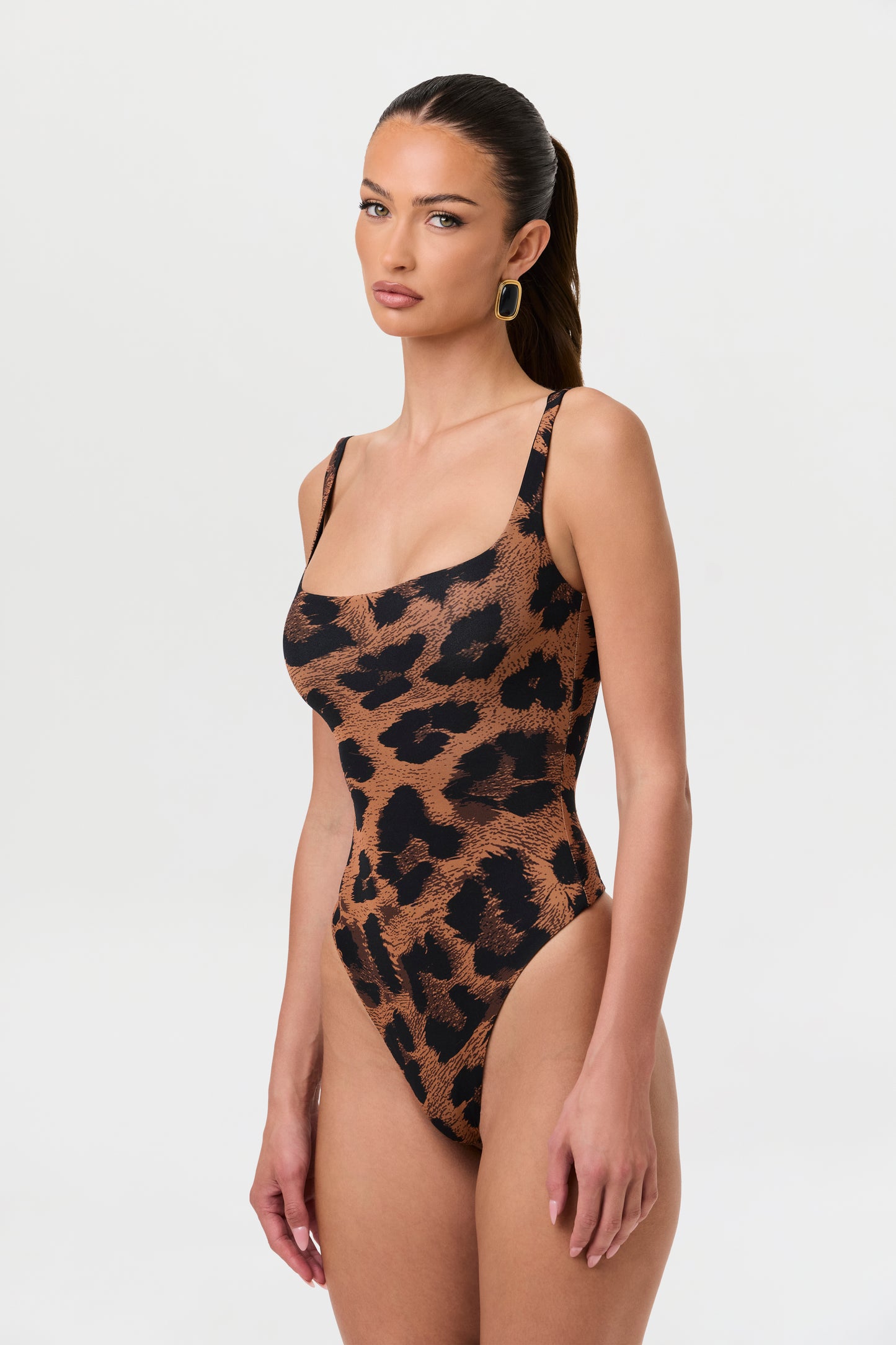Naked Leopard Scoop Tank Bodysuit