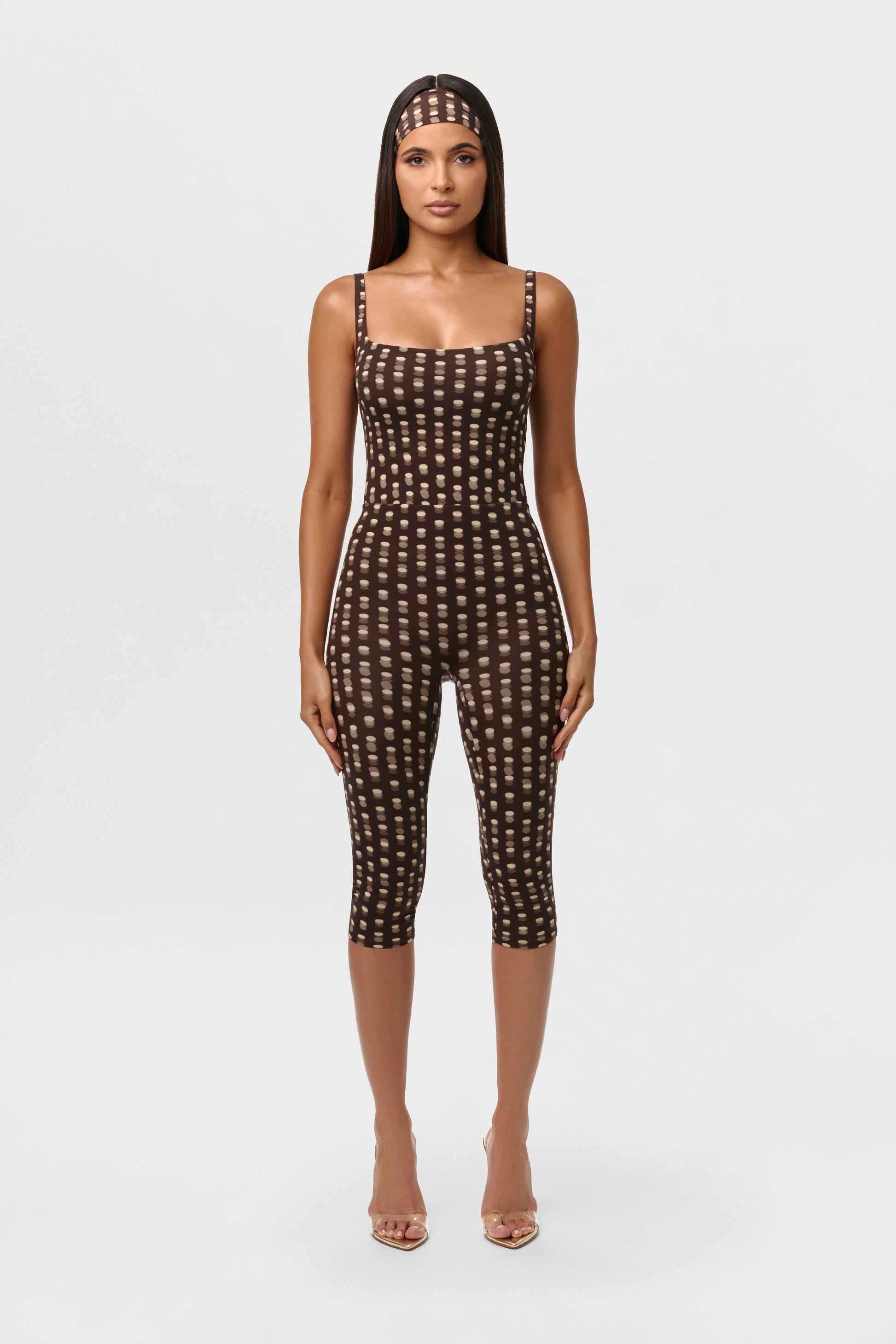 Polka Dot Illusion Naked Print Capri Legging