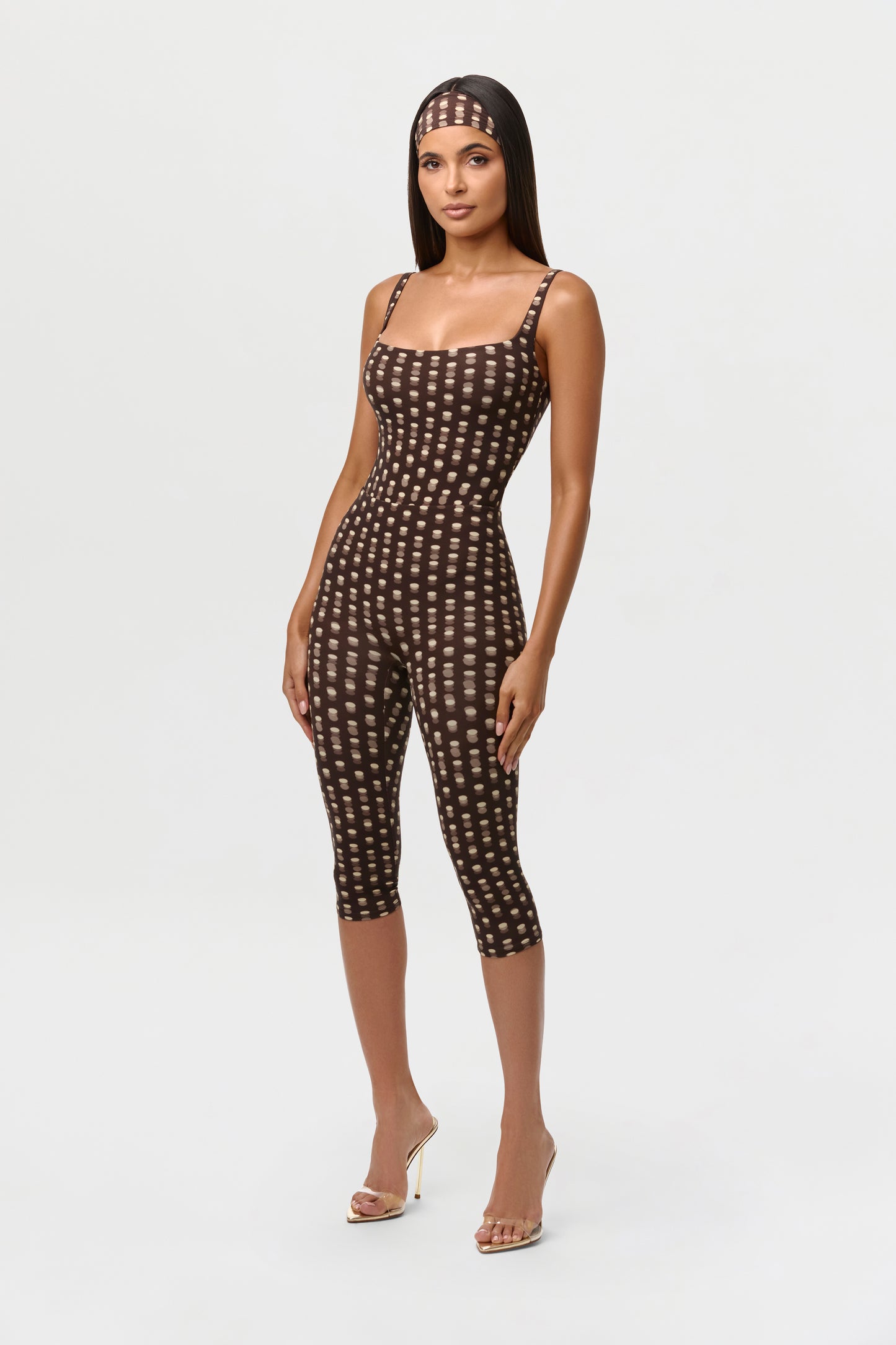 Polka Dot Illusion Naked Print Capri Legging