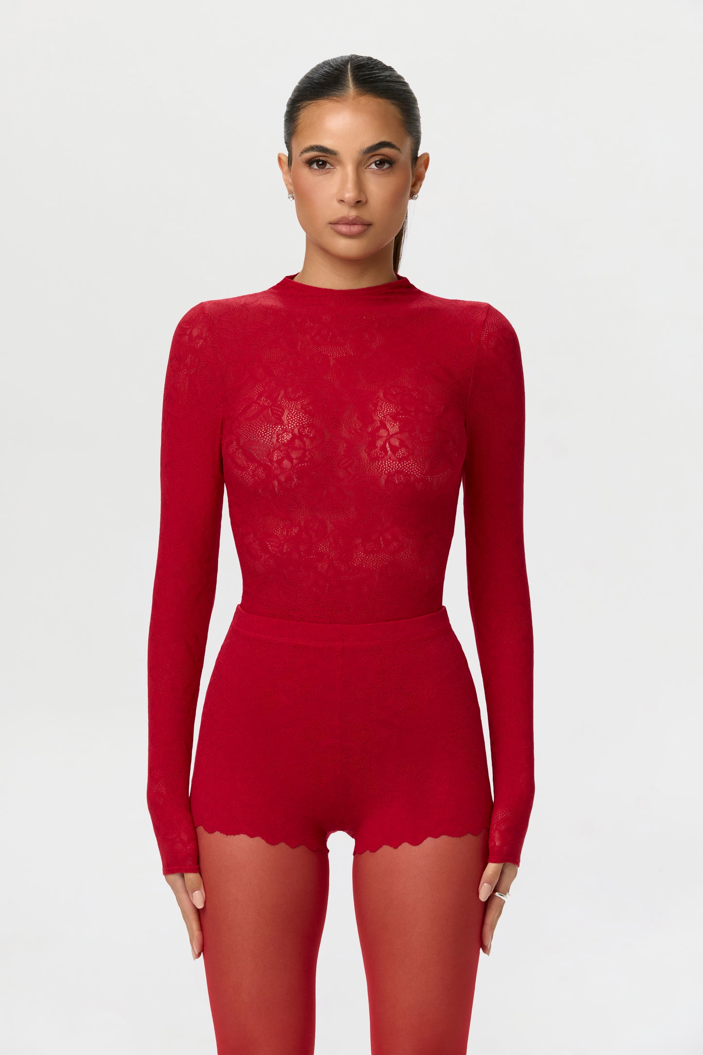 Stretch Lace Scallop Shorts