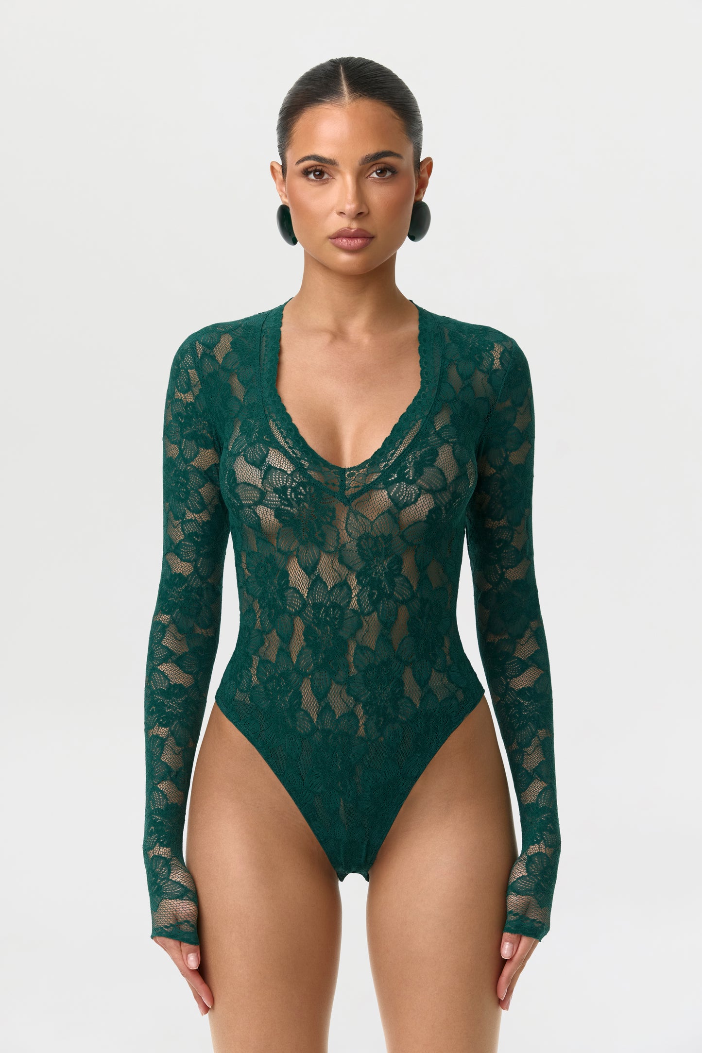 Stretch Lace V-Neck Bodysuit