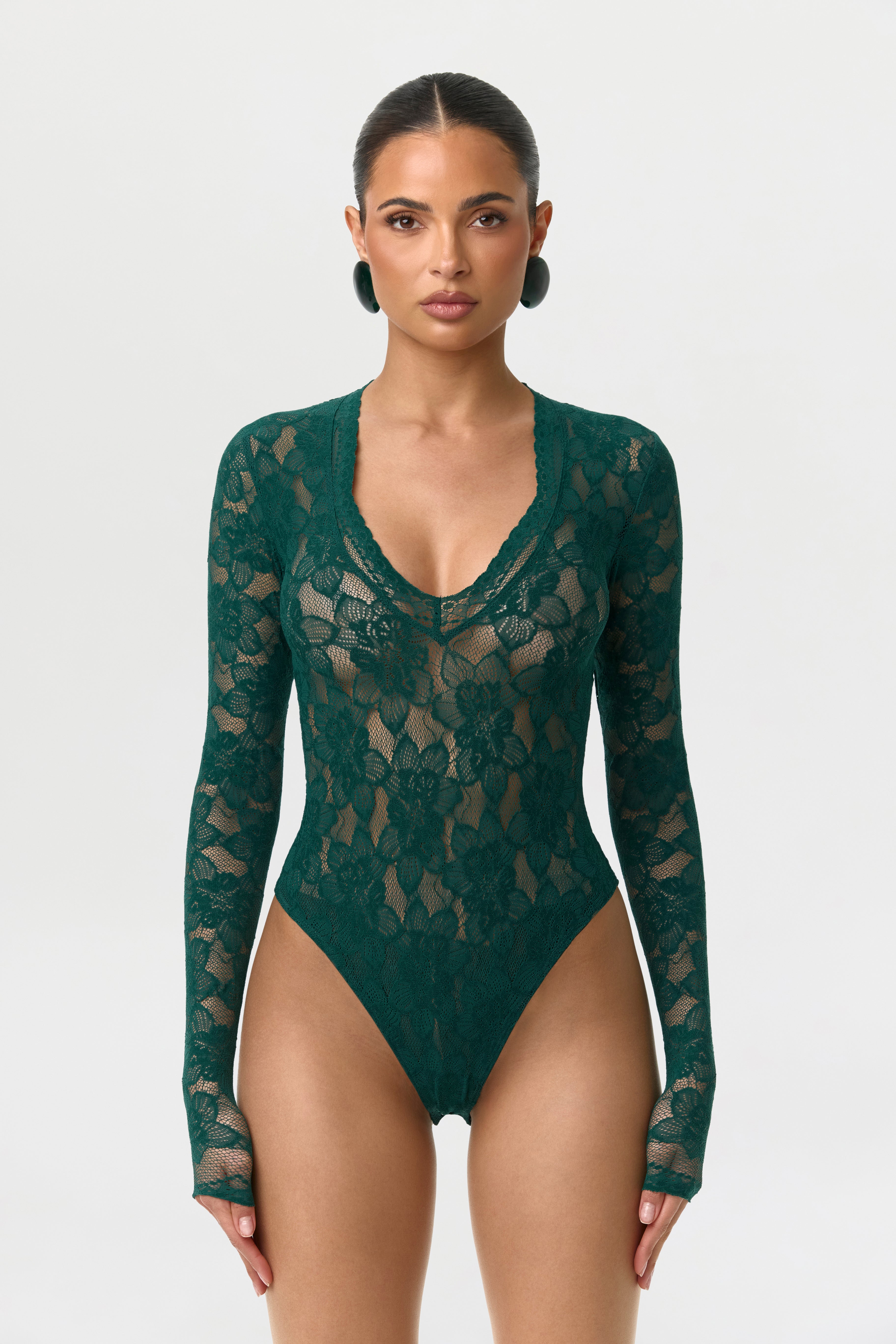 Stretch Lace V-Neck Bodysuit