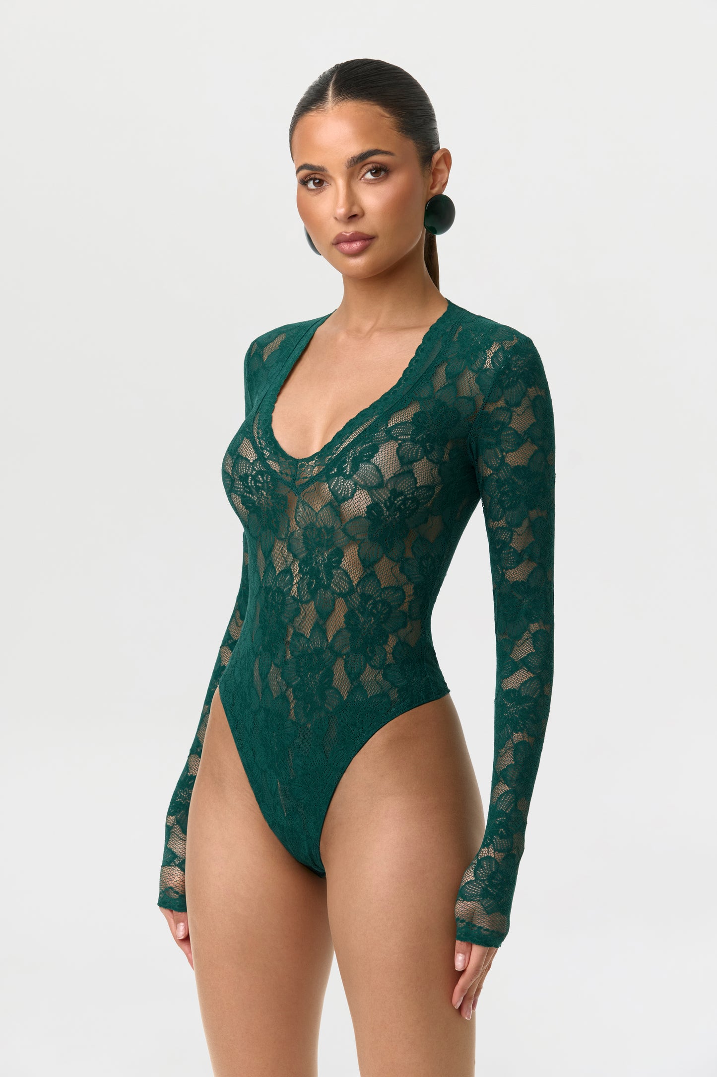 Stretch Lace V-Neck Bodysuit
