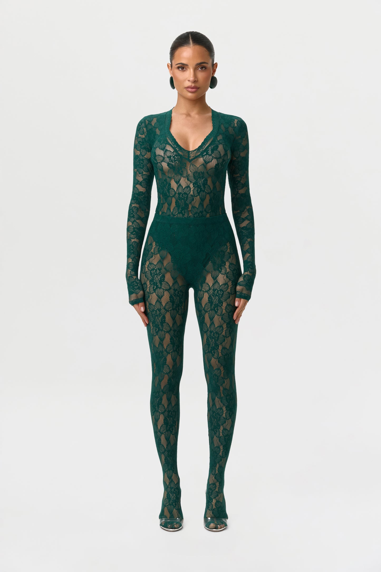 Stretch Lace V-Neck Bodysuit