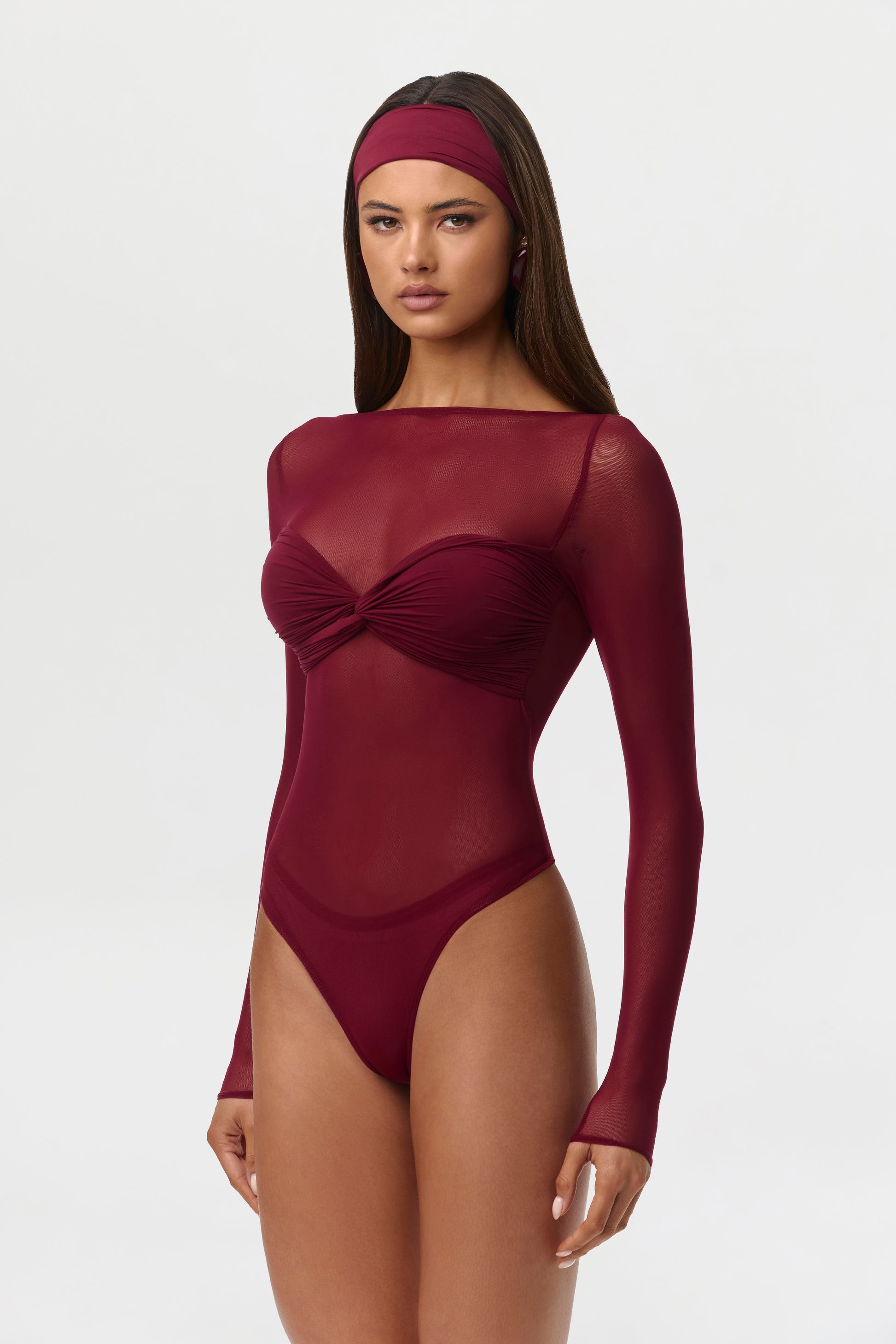 Naked Mesh Boatneck Bodysuit