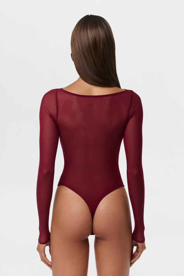 Naked Mesh Boatneck Bodysuit