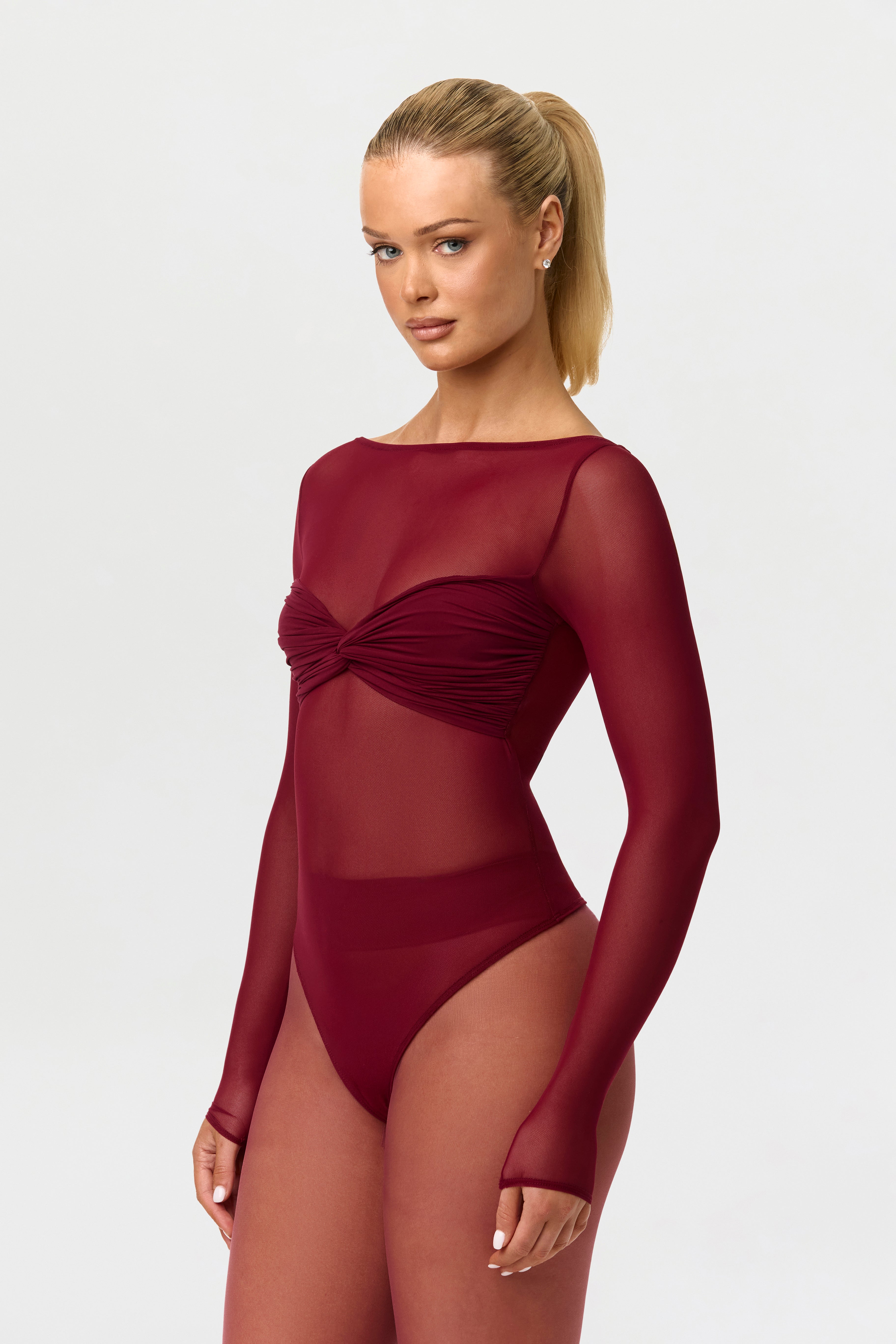 Naked Mesh Boatneck Bodysuit