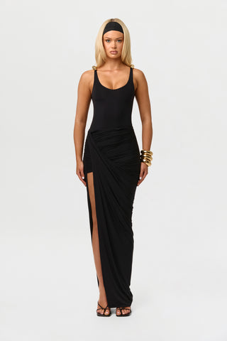 Naked Ruched Drape Maxi Skirt