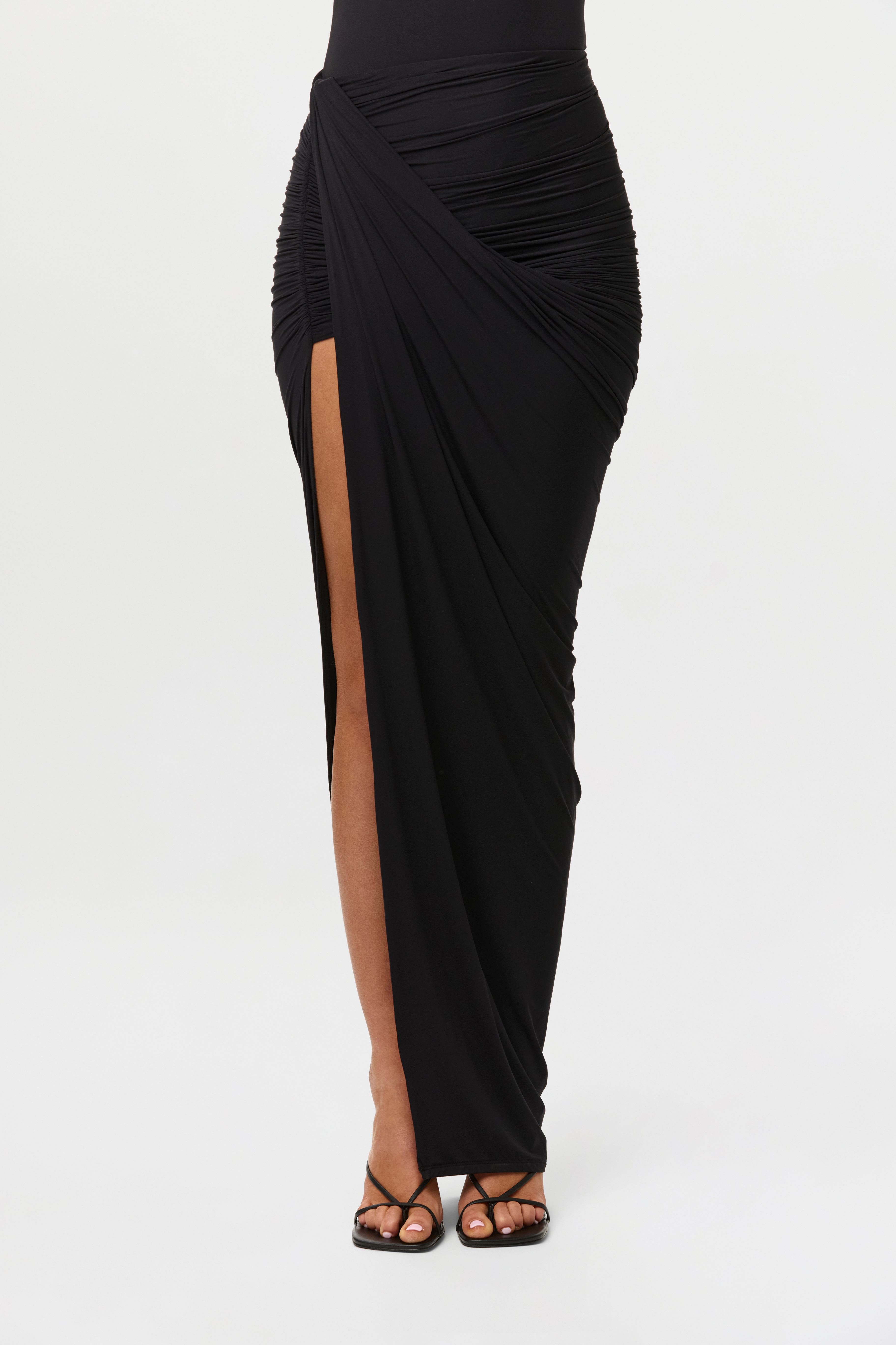 Naked Ruched Drape Maxi Skirt – Naked Wardrobe