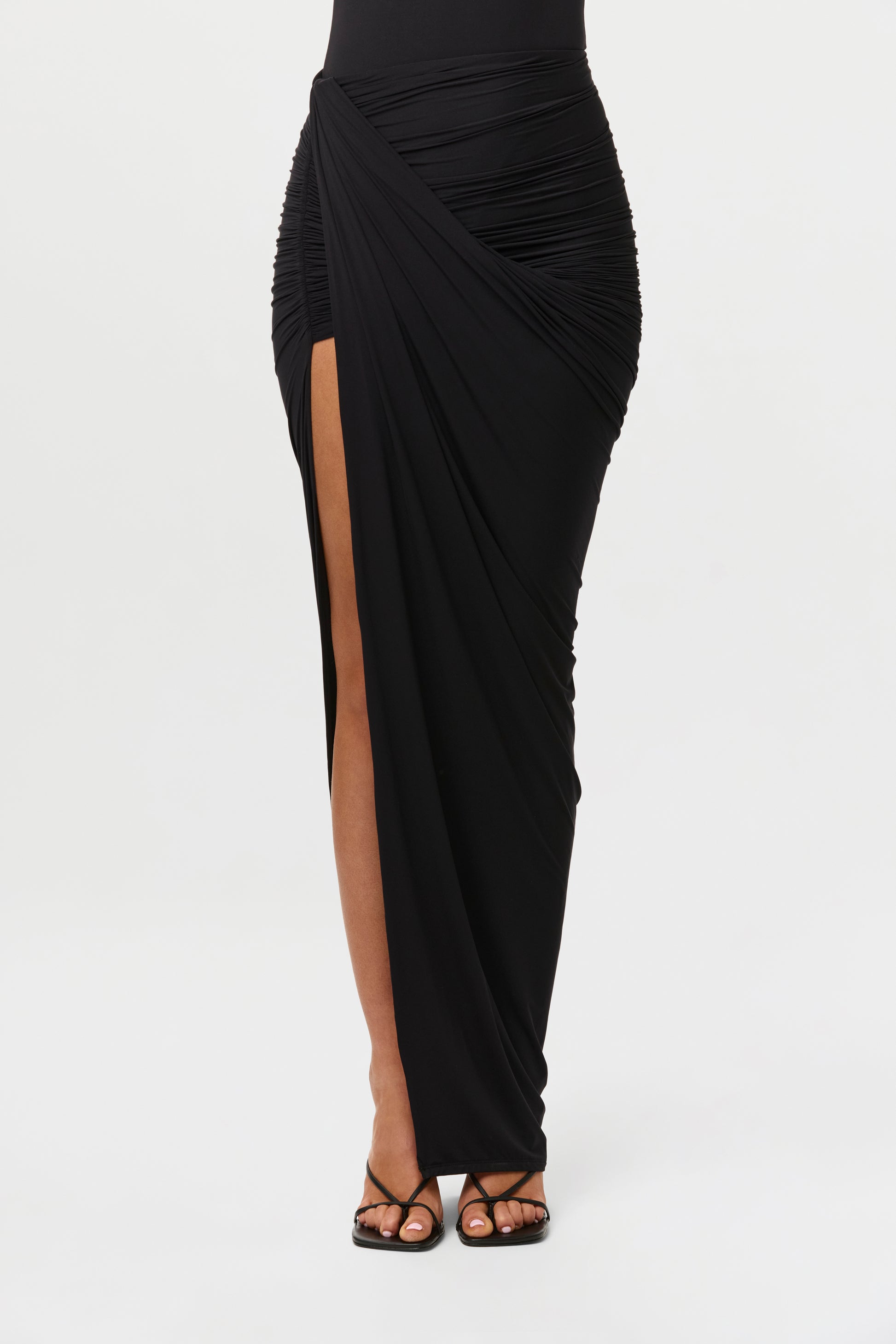 Naked Ruched Drape Maxi Skirt