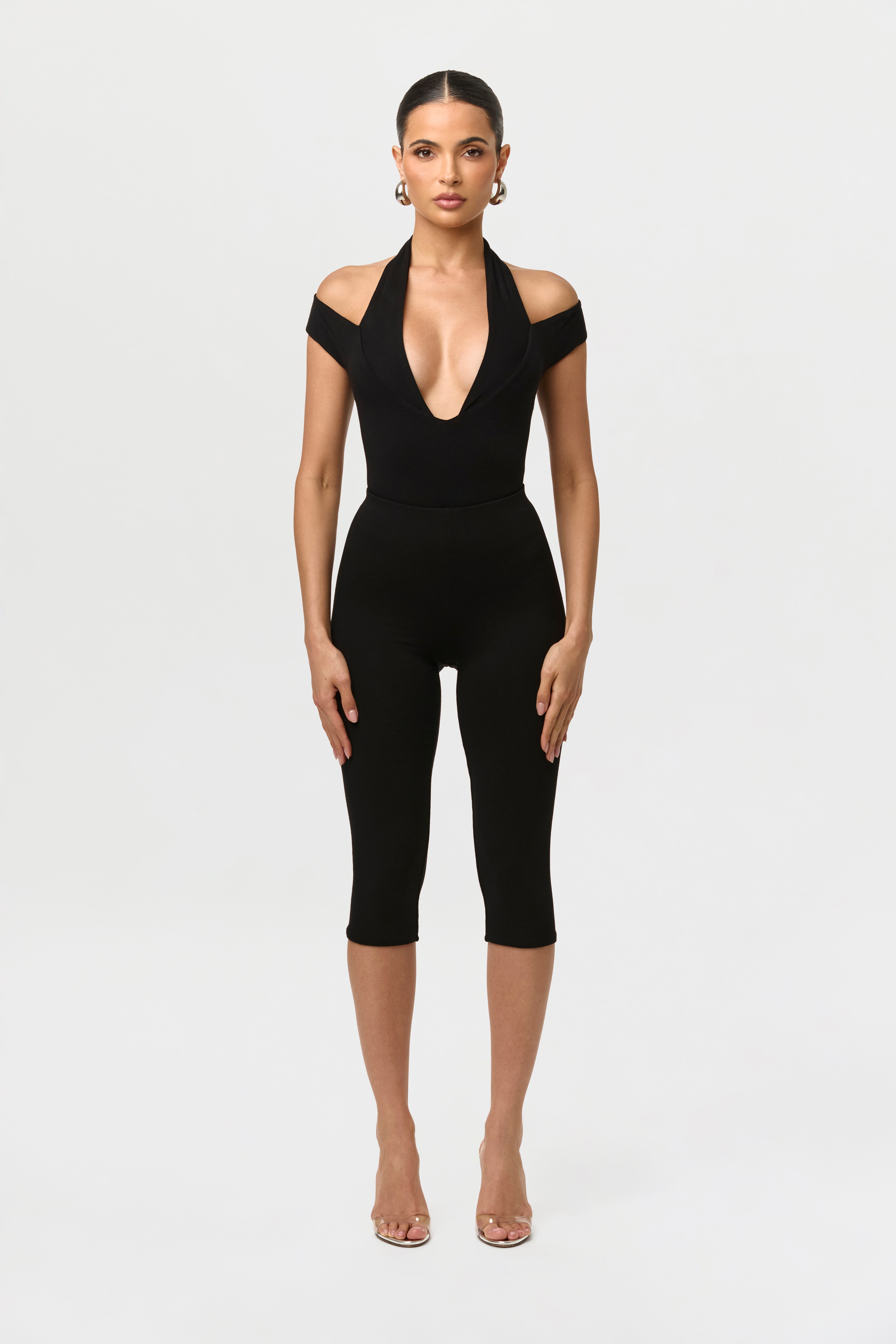 Smooth Off-Shoulder Halter Bodysuit