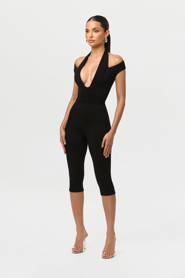 Smooth Off-Shoulder Halter Bodysuit