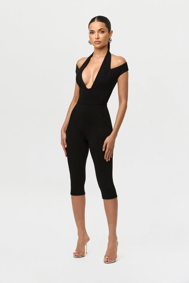 Smooth Off-Shoulder Halter Bodysuit