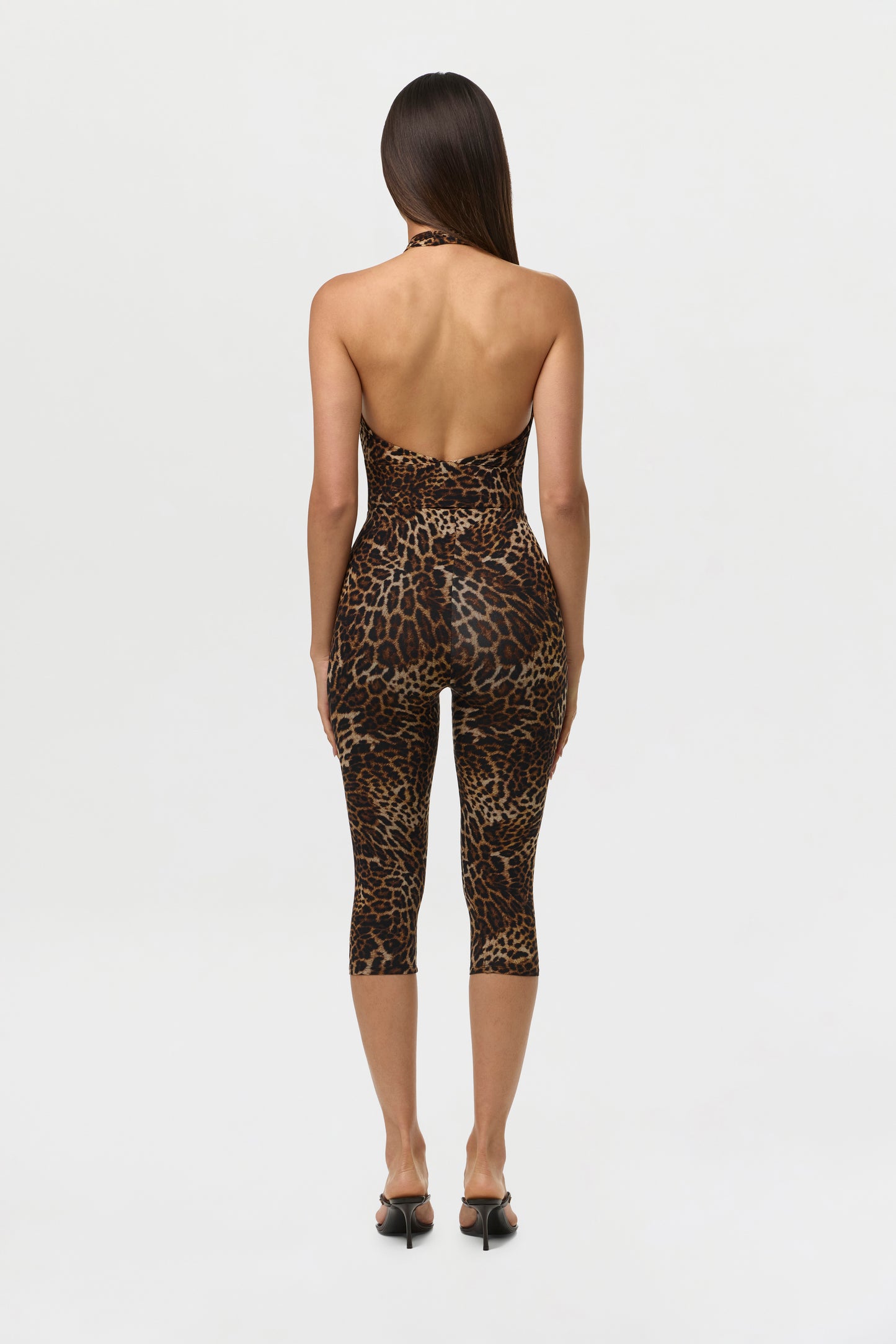 Spotted Leopard Naked Print Capri Legging
