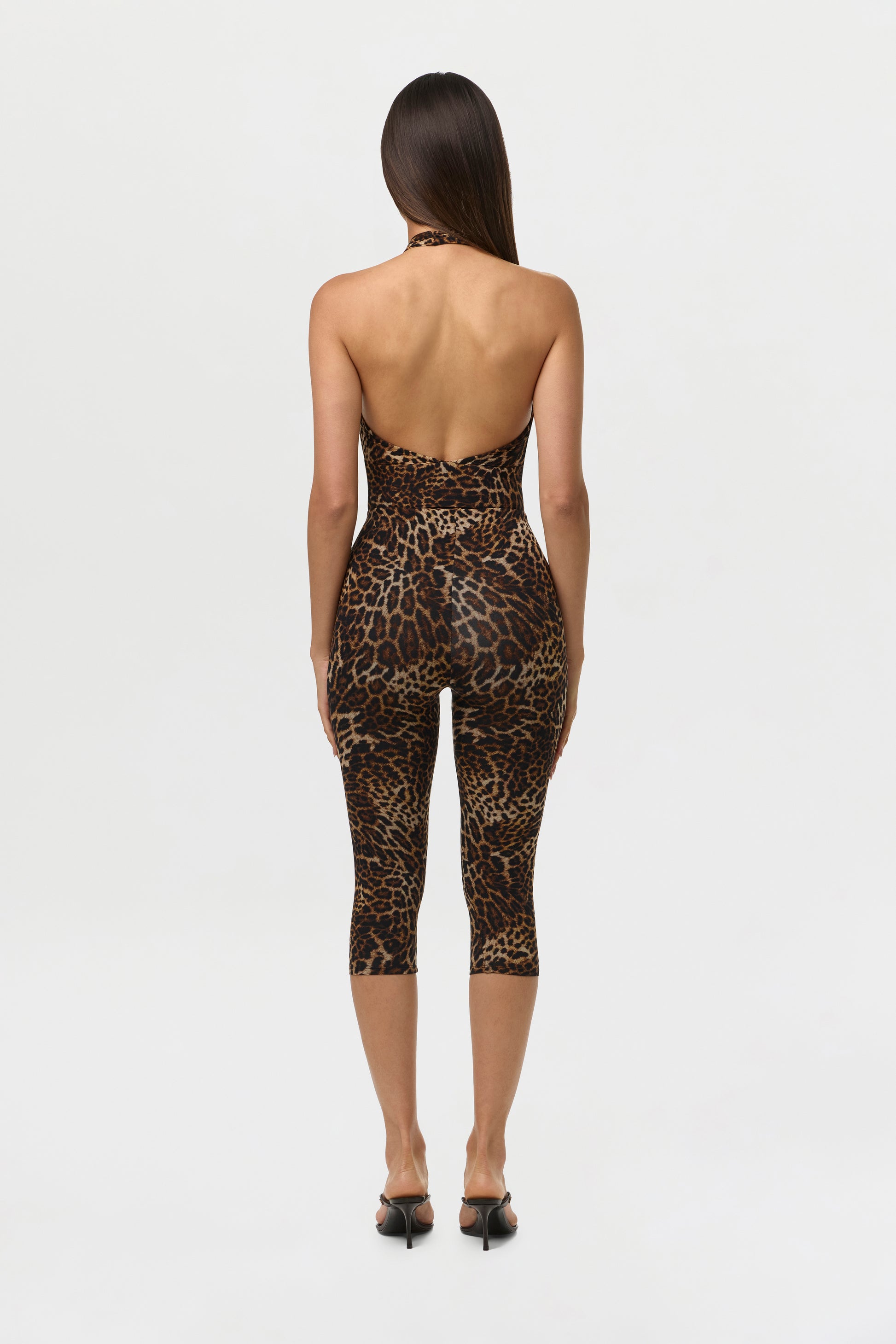 Spotted Leopard Naked Print Capri Legging