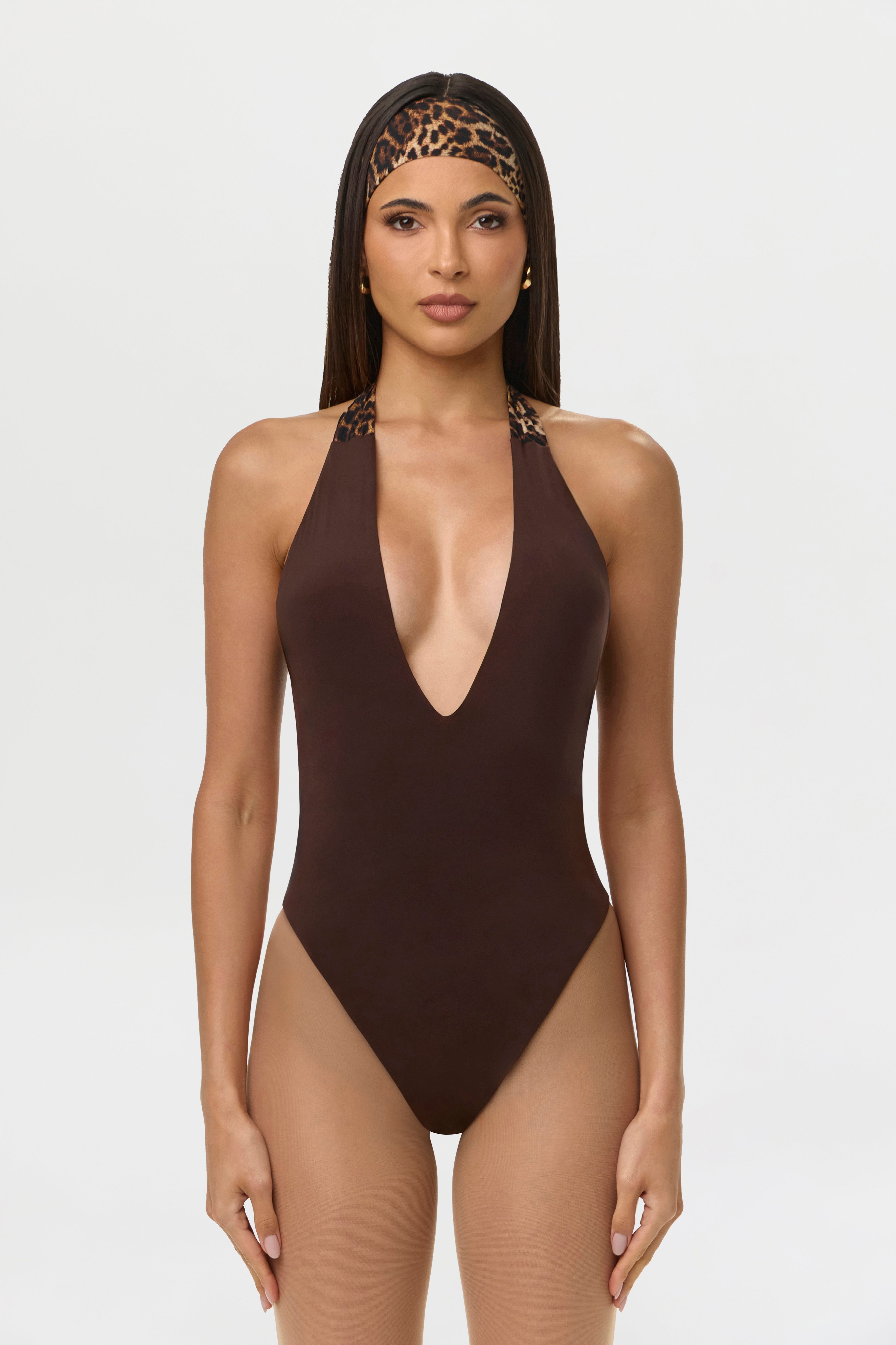 Naked Plunge Halter Bodysuit
