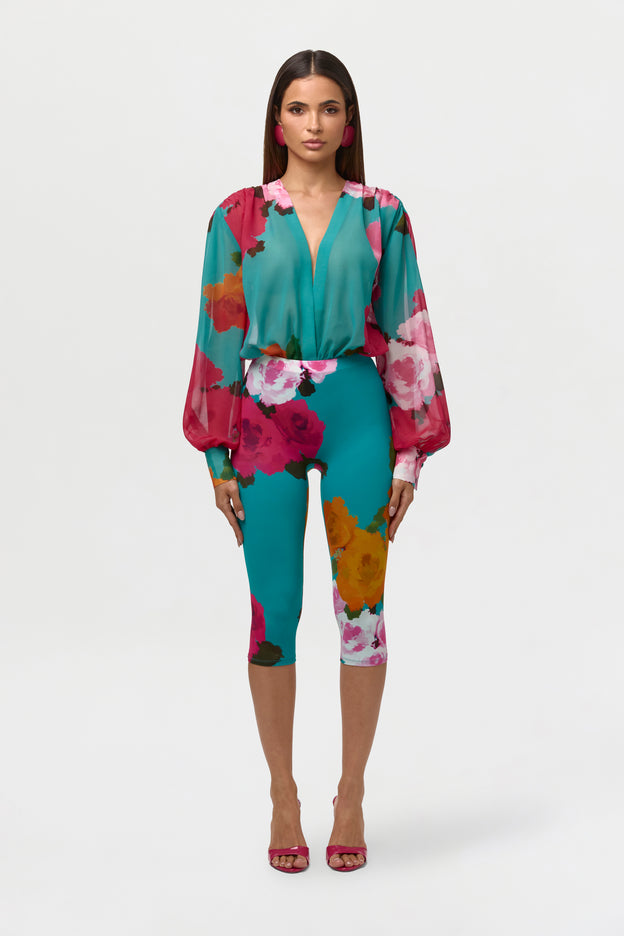 Chiffon Floral Blouse Bodysuit