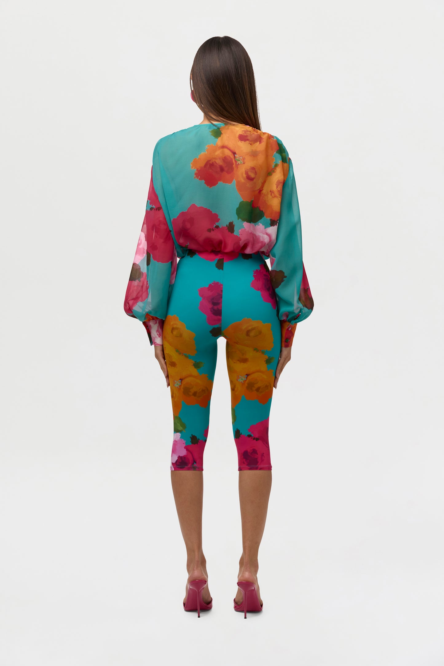 Flora Spritz Chiffon Floral Blouse Bodysuit