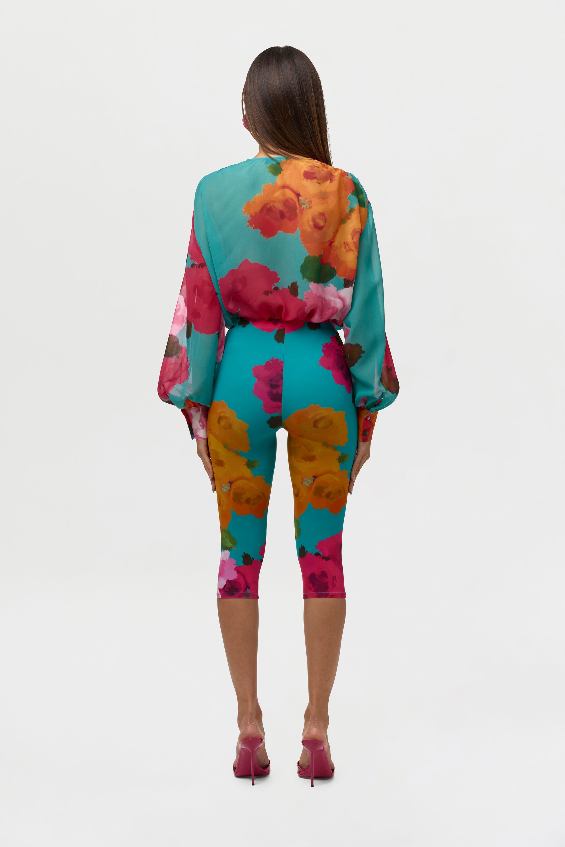 Flora Spritz Chiffon Floral Blouse Bodysuit