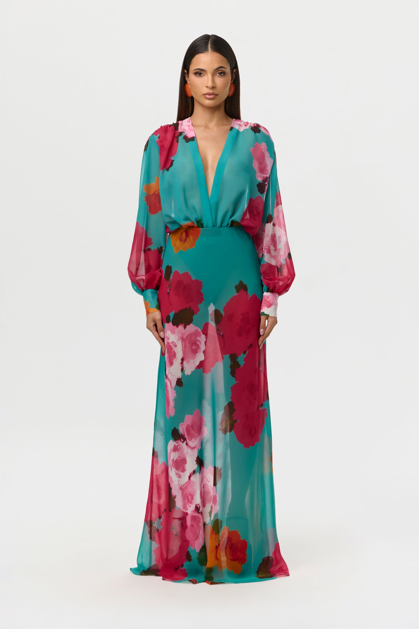 Flora Spritz Chiffon Floral Blouse Bodysuit