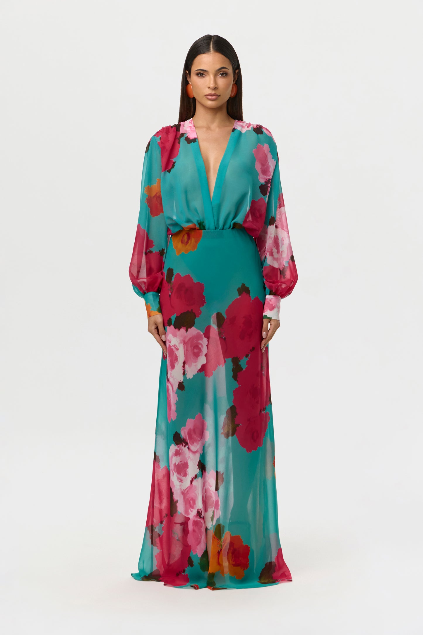 Flora Spritz Chiffon Floral Maxi Skirt