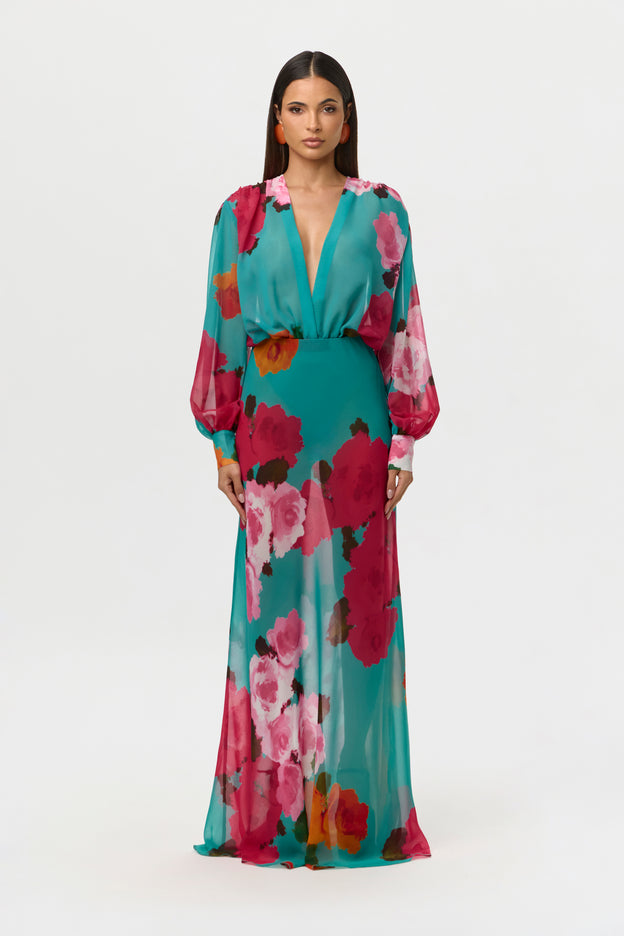 Chiffon Floral Maxi Skirt
