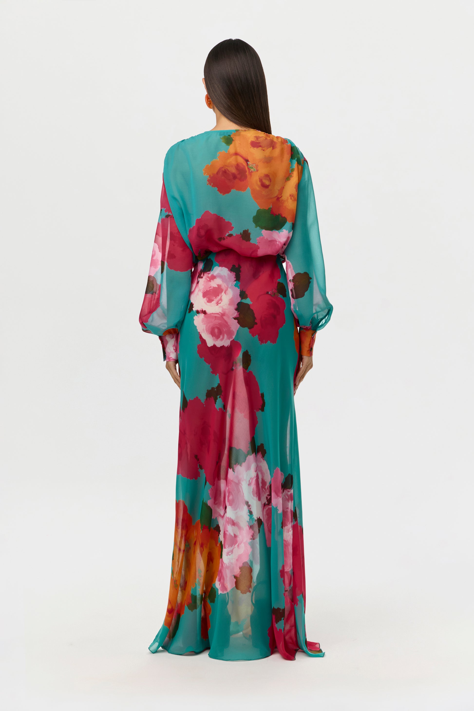 Flora Spritz Chiffon Floral Maxi Skirt