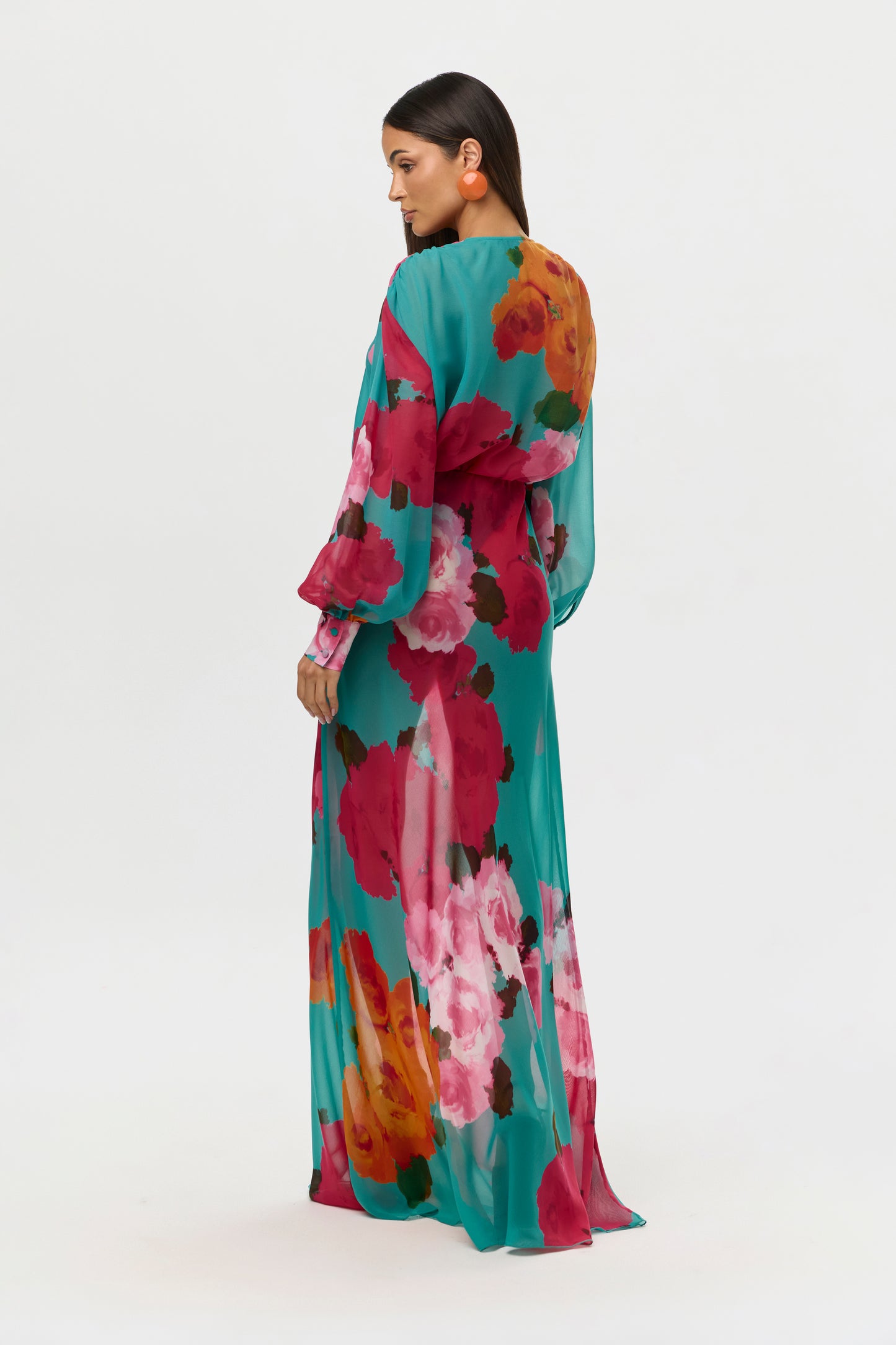 Flora Spritz Chiffon Floral Maxi Skirt