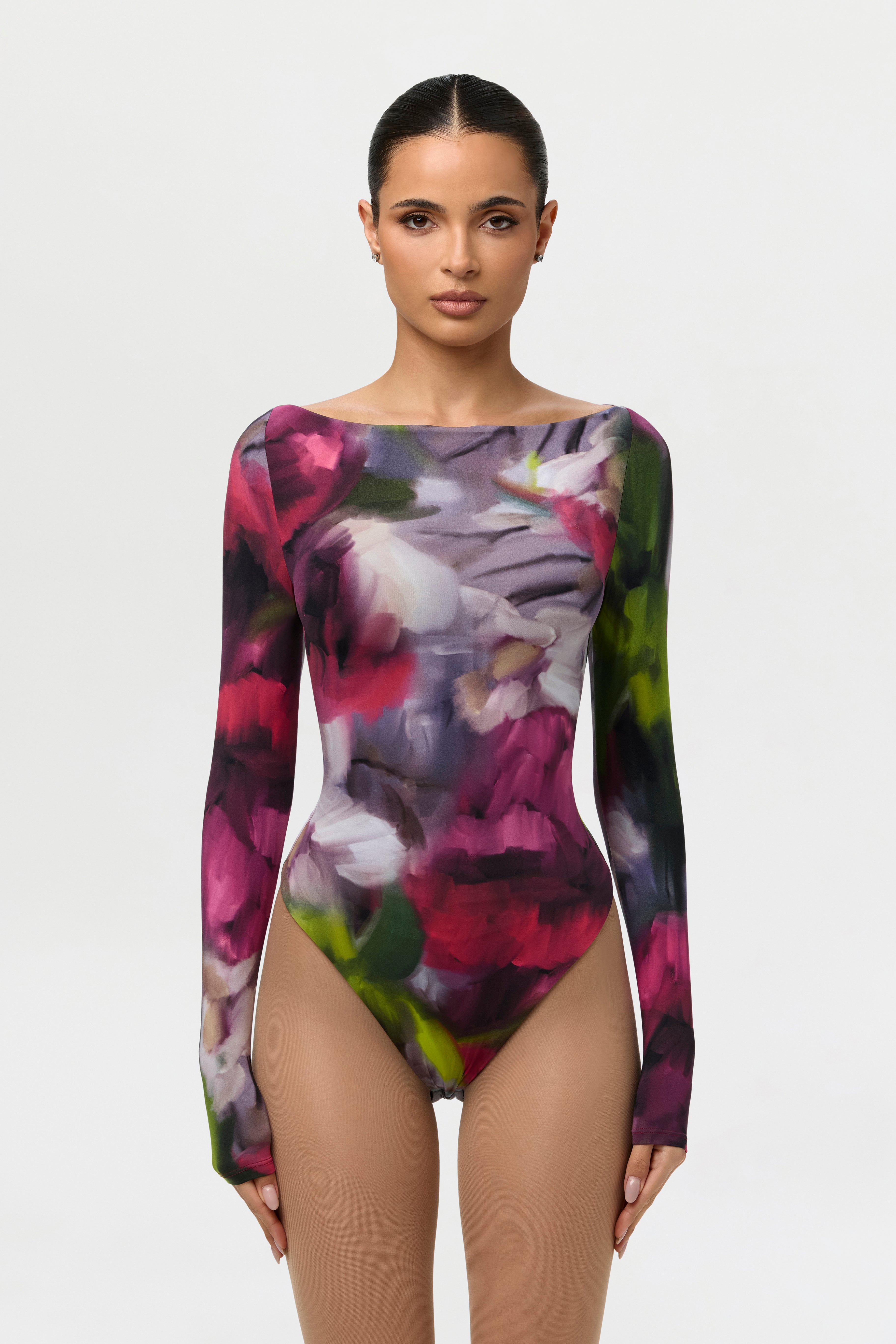 Naked Print Boatneck Bodysuit