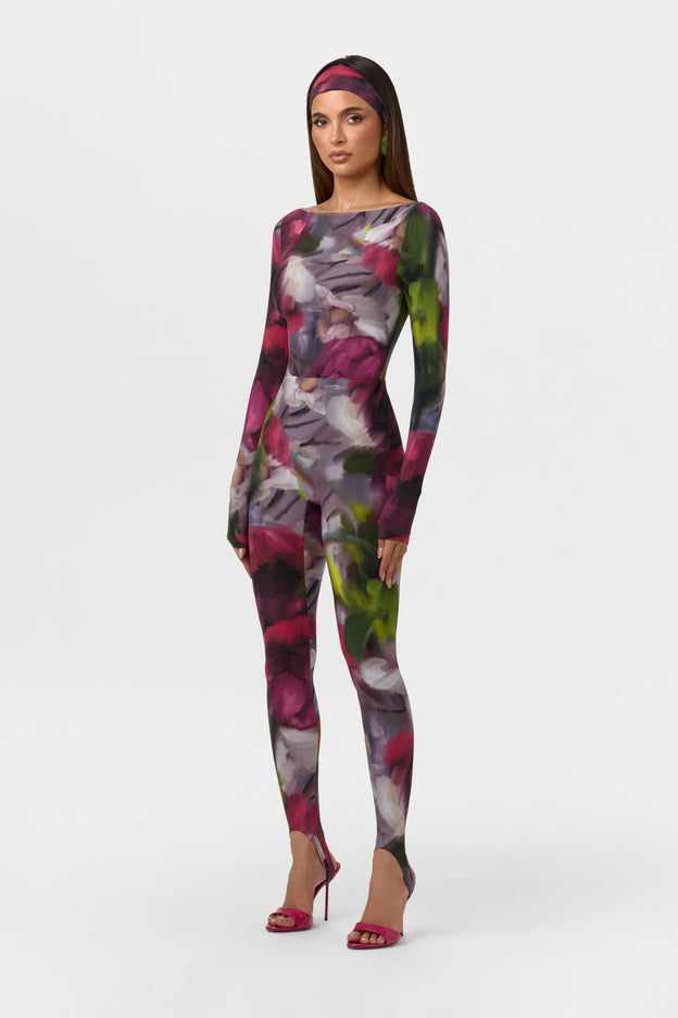 Naked Print Boatneck Bodysuit