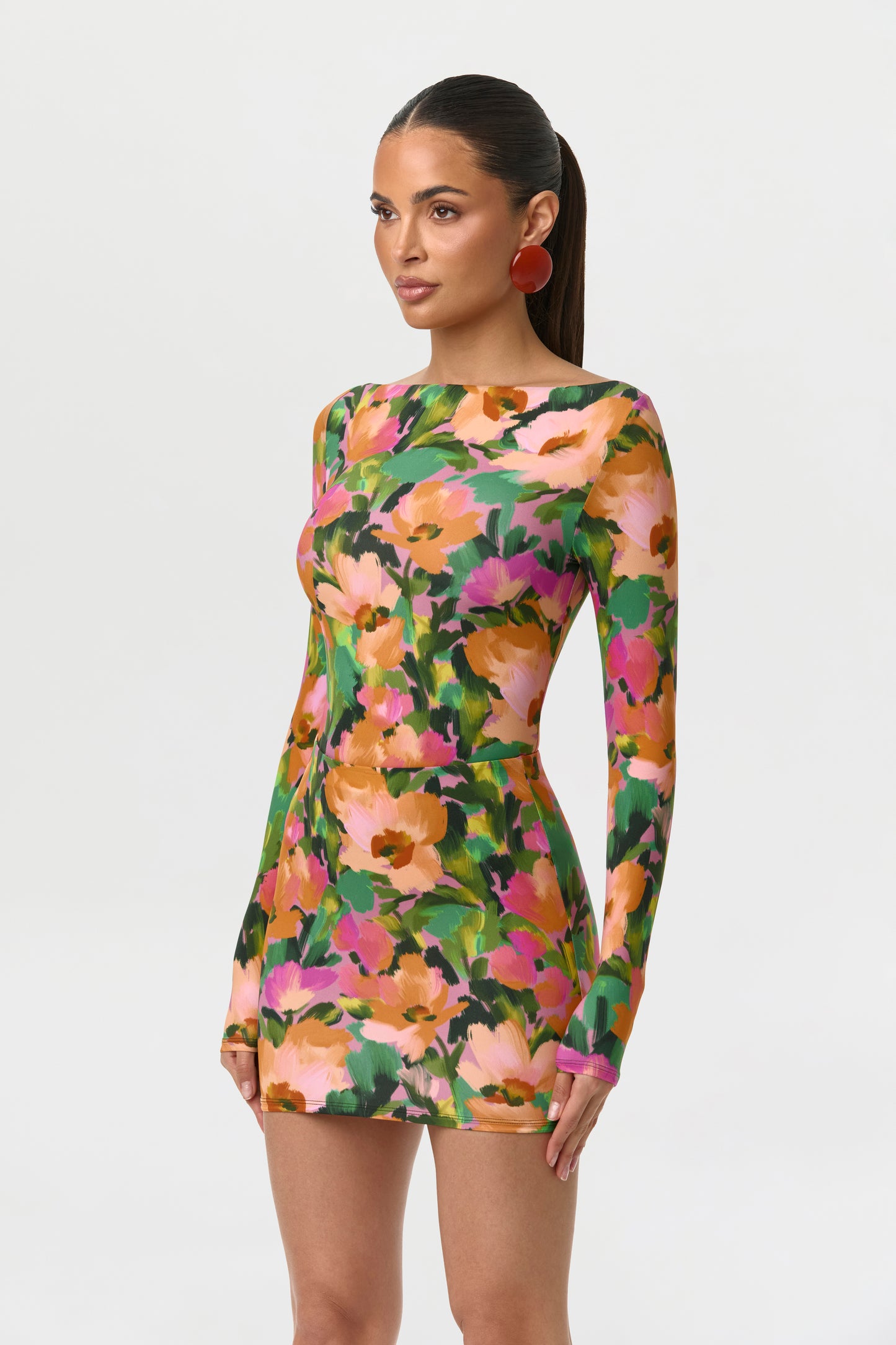 Naked Print Boatneck Bodysuit