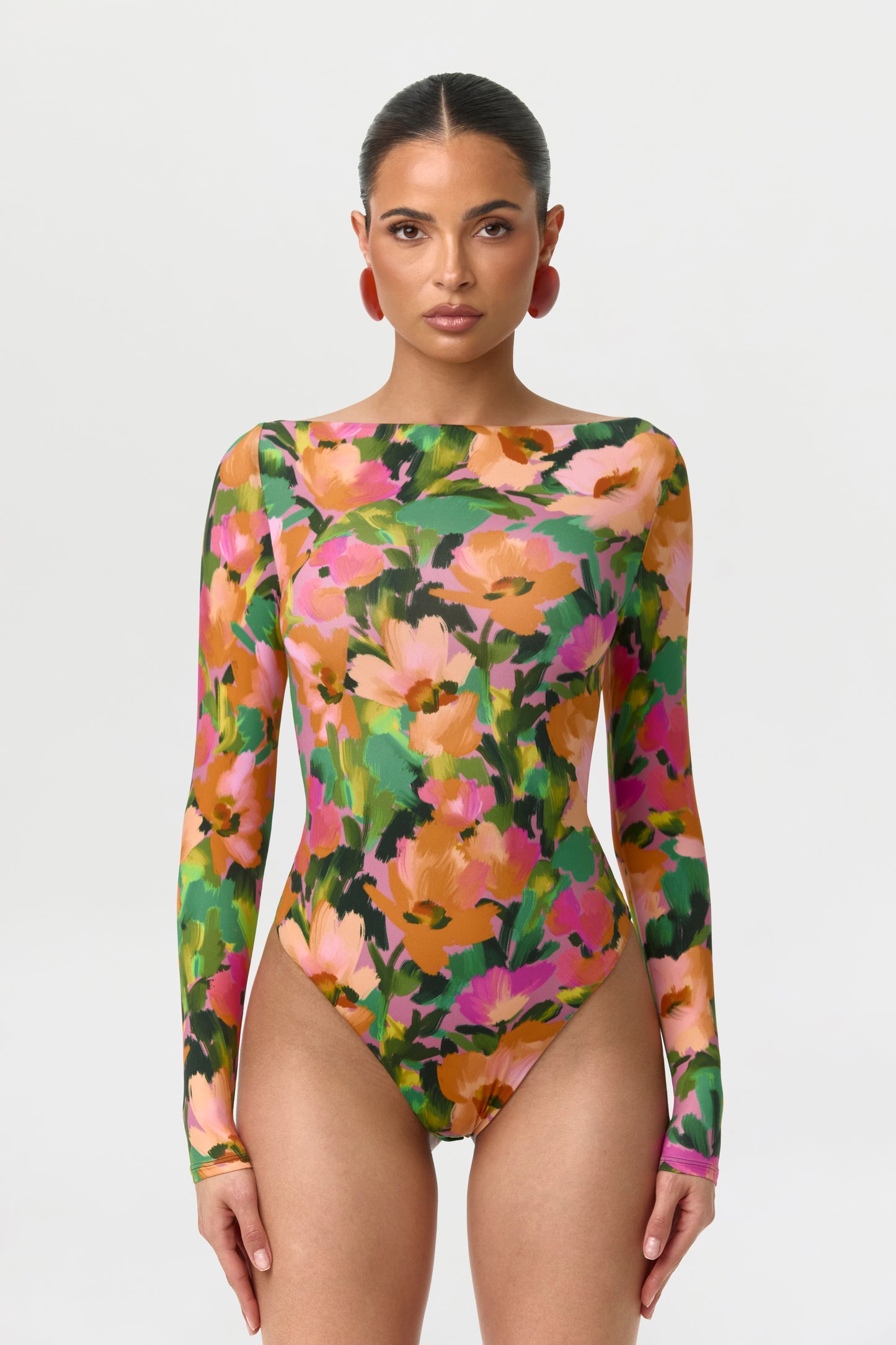 Naked Print Boatneck Bodysuit