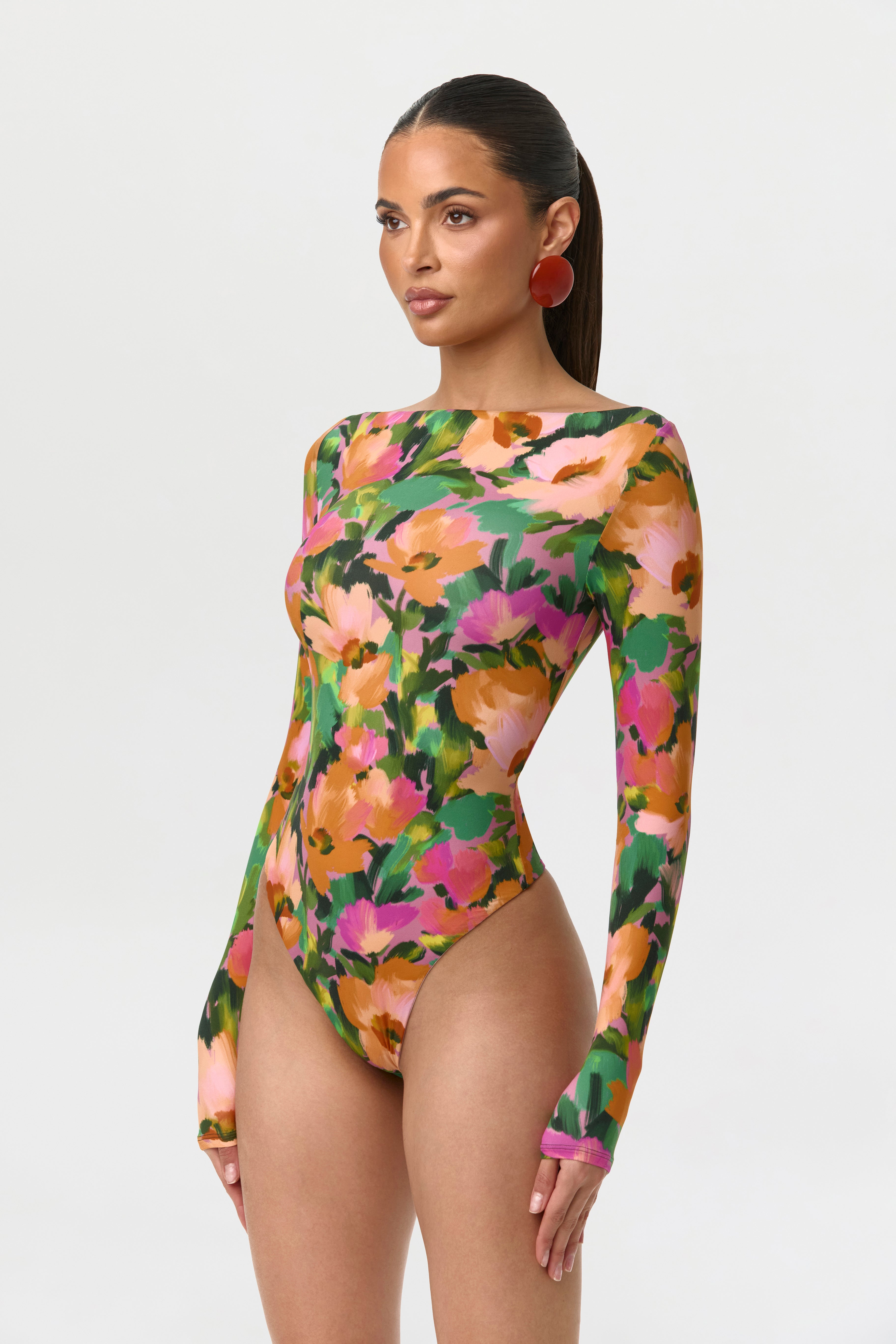 Naked Print Boatneck Bodysuit