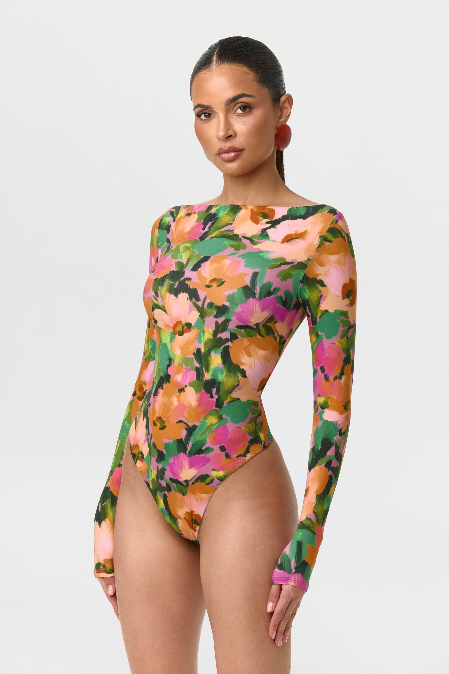 Naked Print Boatneck Bodysuit