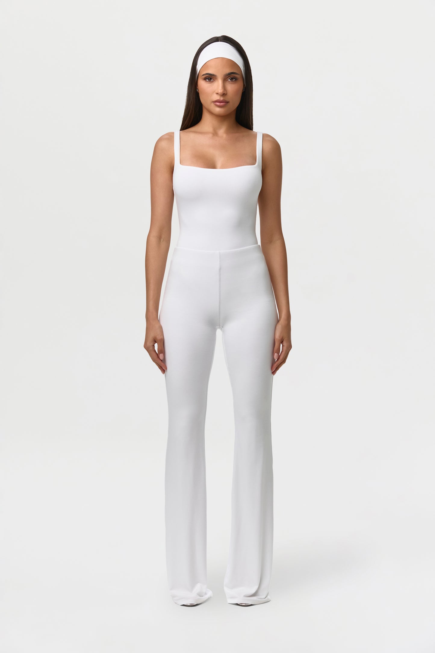 White Smooth Bootcut Pants