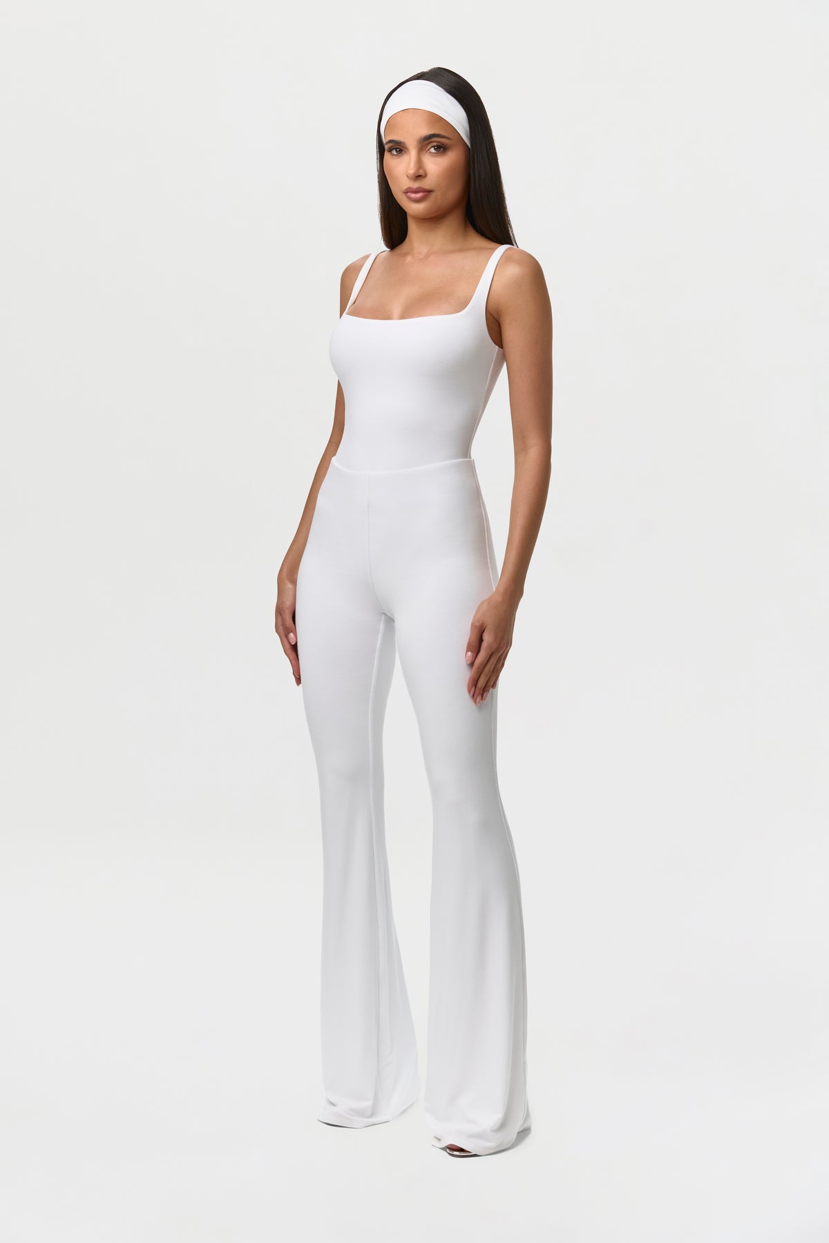White Smooth Bootcut Pants