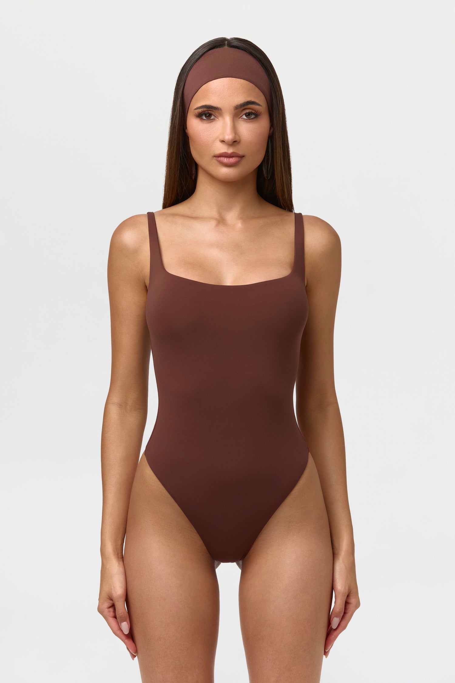 Chocolate Naked Scoop Tank Bodysuit