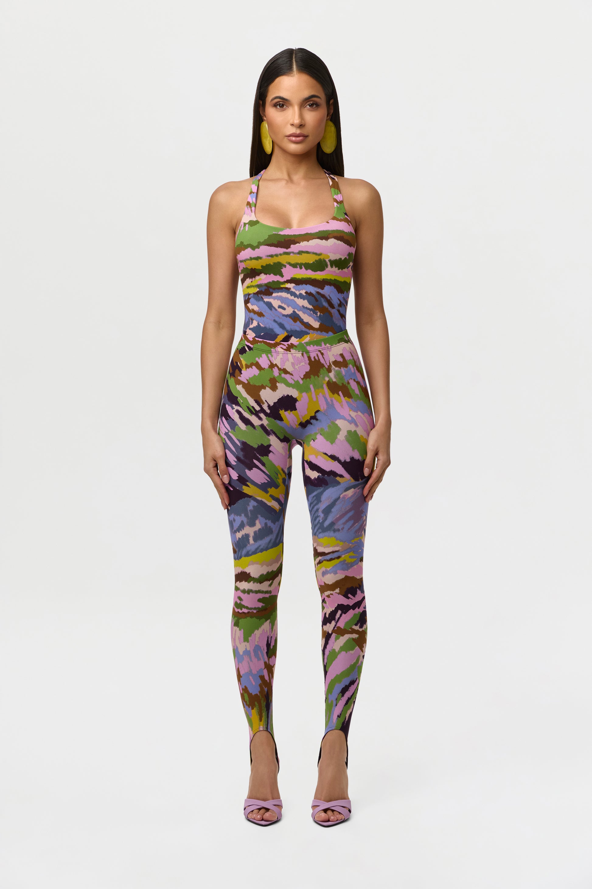 Women's Naked Print Stirrup Legging by Naked Wardrobe, Brush Storm / XL