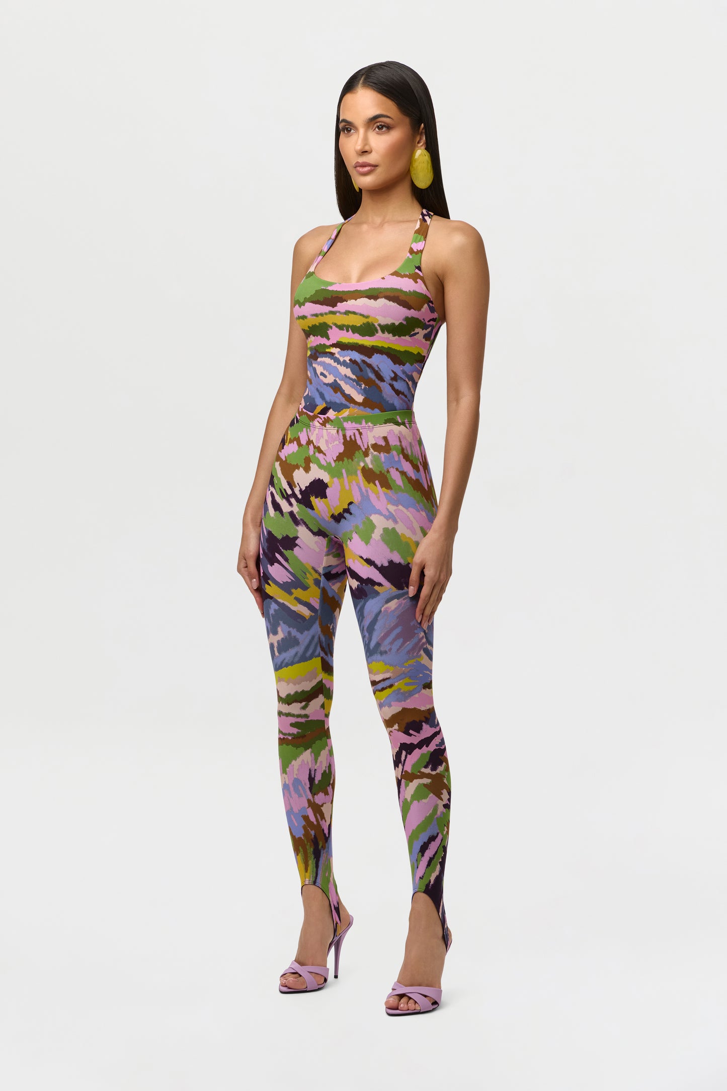 Naked Print Racerback Scoop Tank Bodysuit