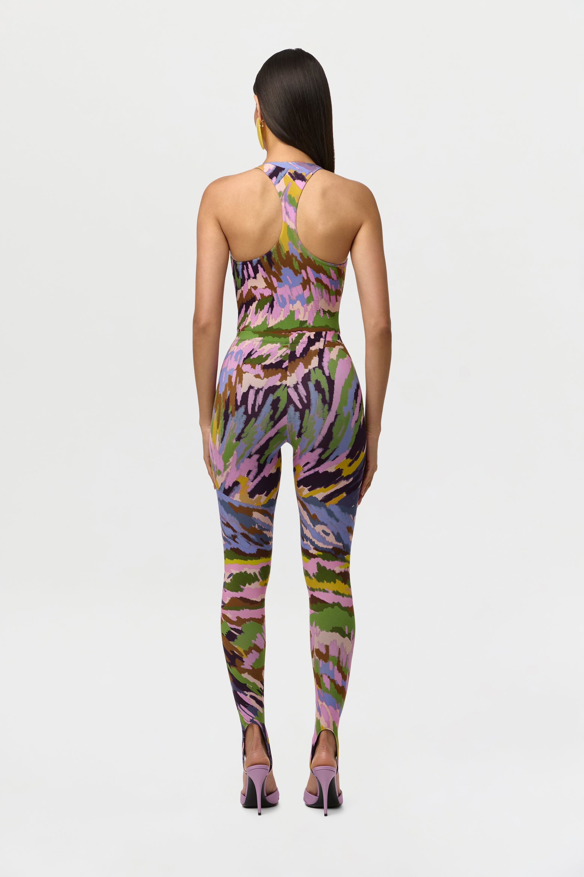 Naked Print Racerback Scoop Tank Bodysuit