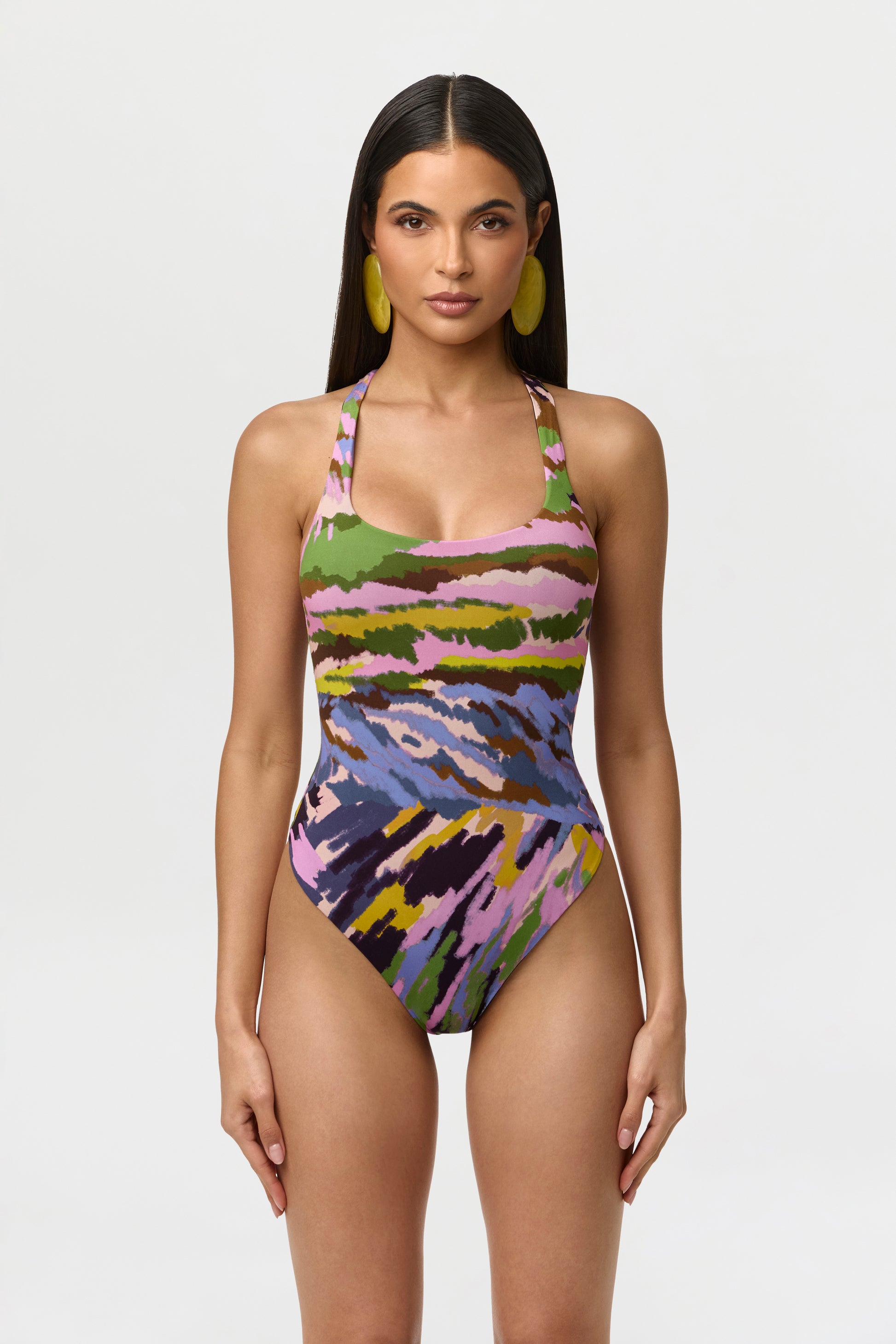 Naked Print Racerback Scoop Tank Bodysuit