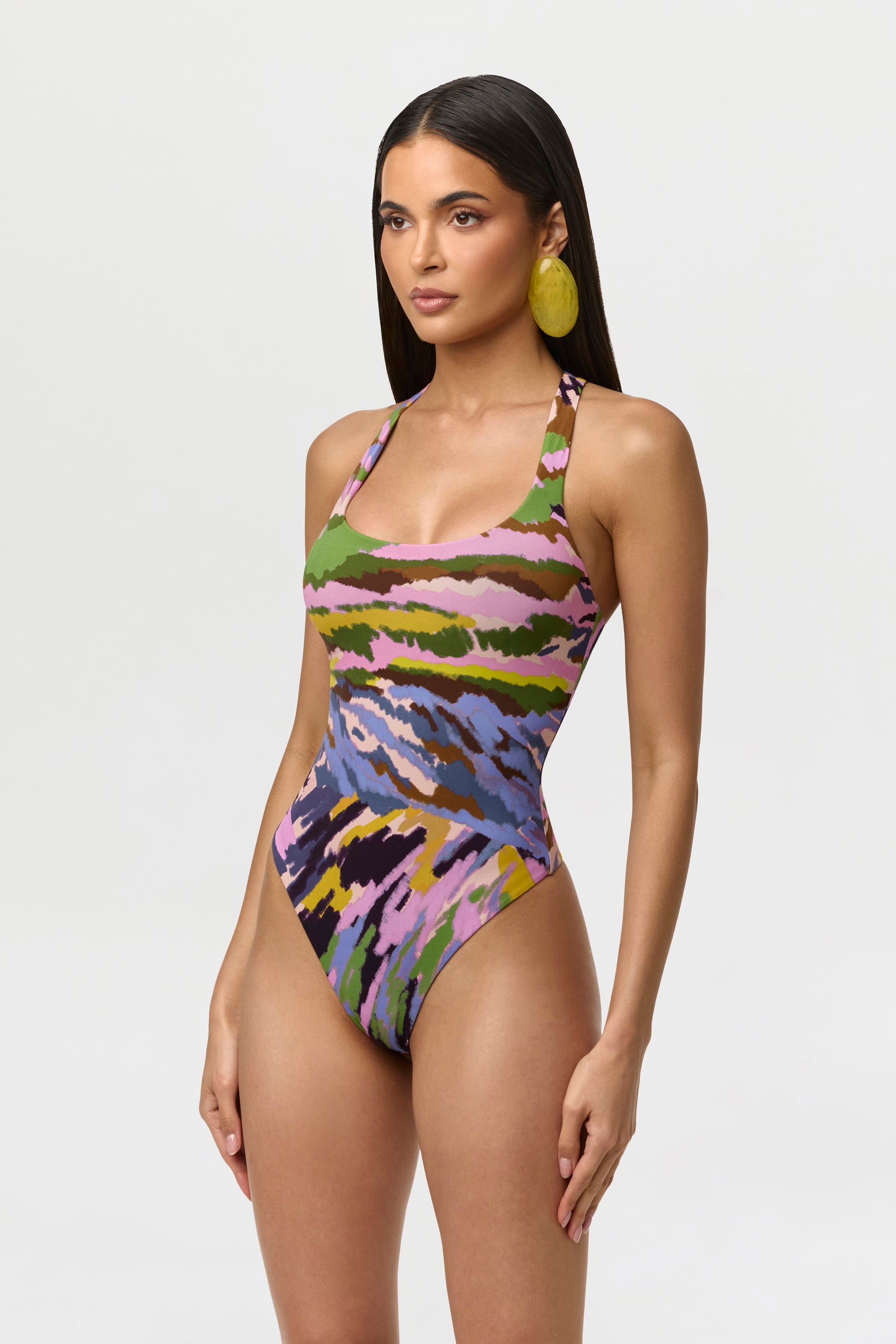 Naked Print Racerback Scoop Tank Bodysuit